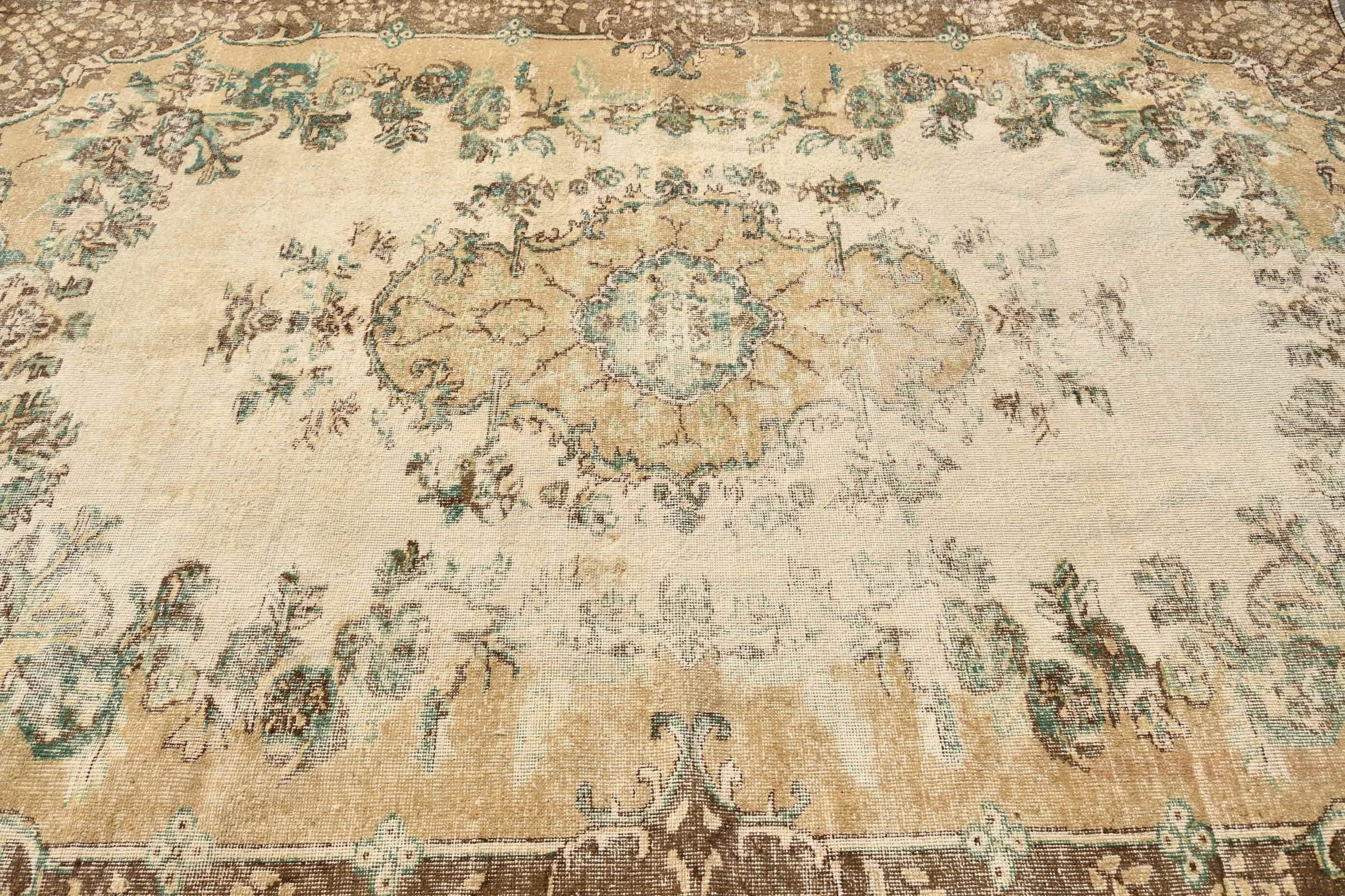 Bedroom Rug, Turkish Rug, Nomadic Rug, Dining Room Rugs, Kitchen Rugs, Beige Wool Rugs, Anatolian Rug, Vintage Rugs, 6.4x9.3 ft Large Rugs