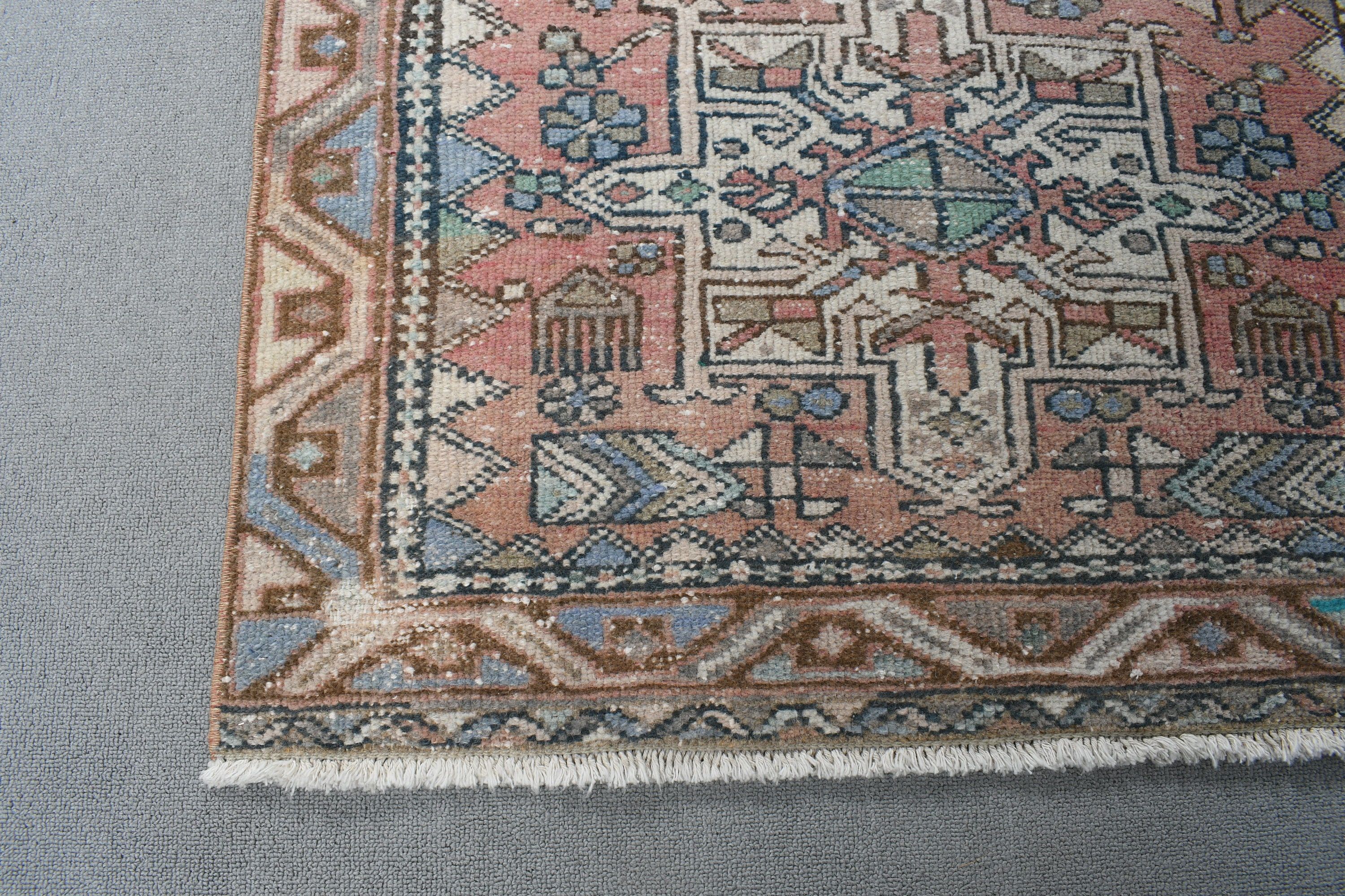 Türk Halısı, Boho Halıları, 2.8x10.5 ft Runner Halısı, Koridor Halıları, Açıklama Halısı, Turuncu Geometrik Halılar, Vintage Halılar, Vintage Runner Halısı