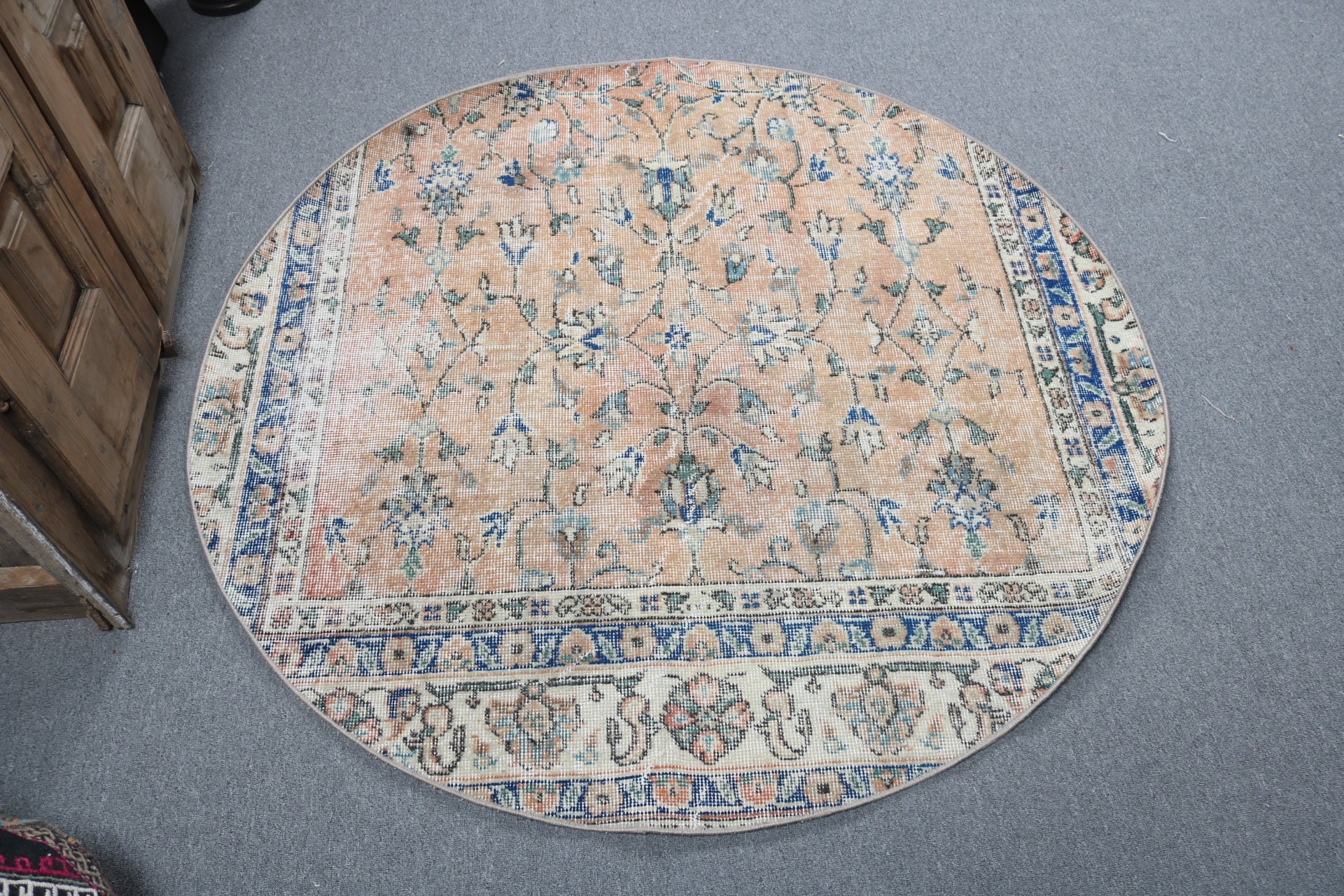 Mutfak Halıları, Yer Halıları, Giriş Halıları, Aksan Halıları, Boho Halı, Turuncu Lüks Halı, Türk Halıları, 4,6x4,6 ft Accent Halı, Vintage Halı