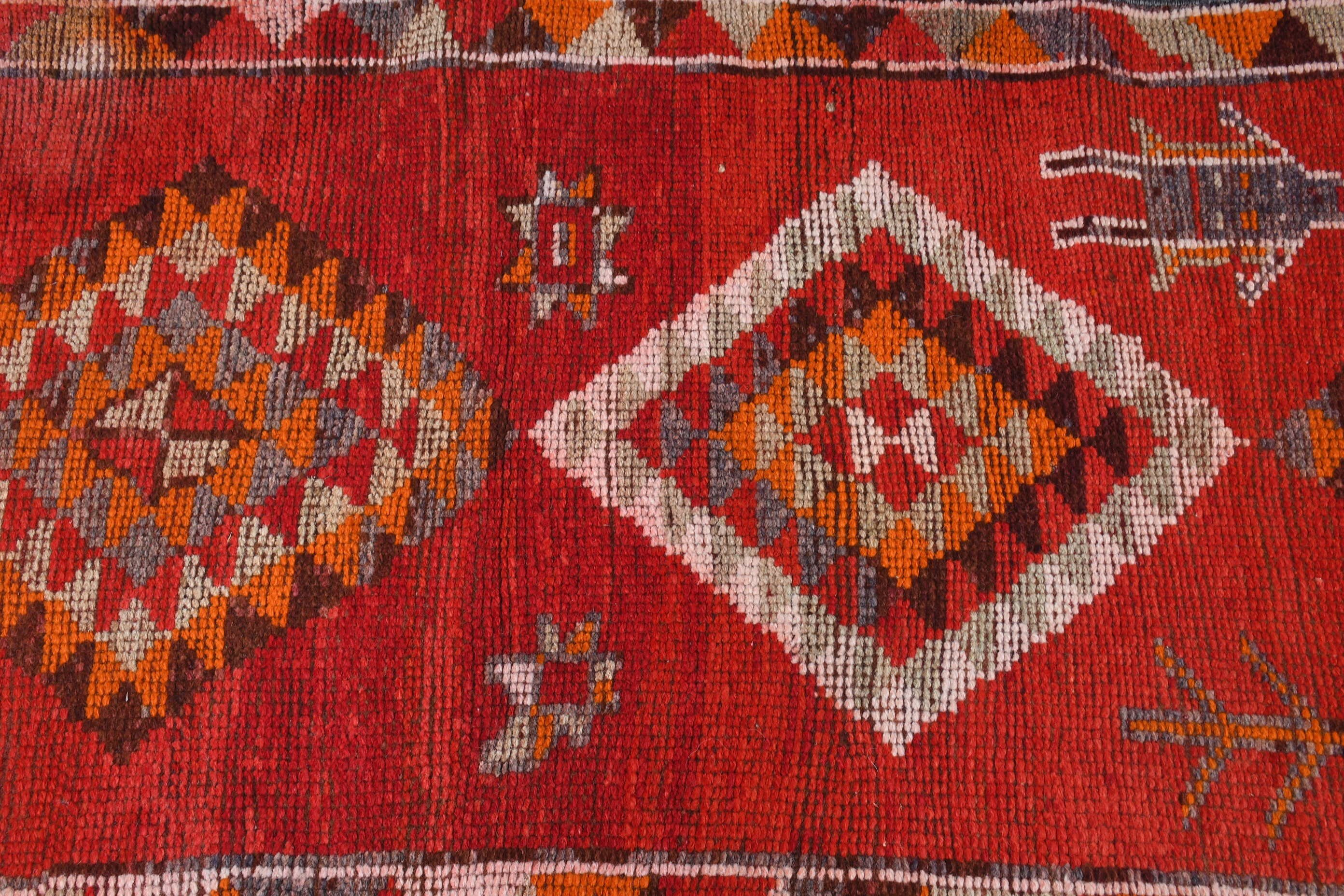 Red Cool Rug, Corridor Rug, 2.7x11.5 ft Runner Rugs, Rugs for Runner, Floor Rug, Turkish Rug, Vintage Rug, Kitchen Rug