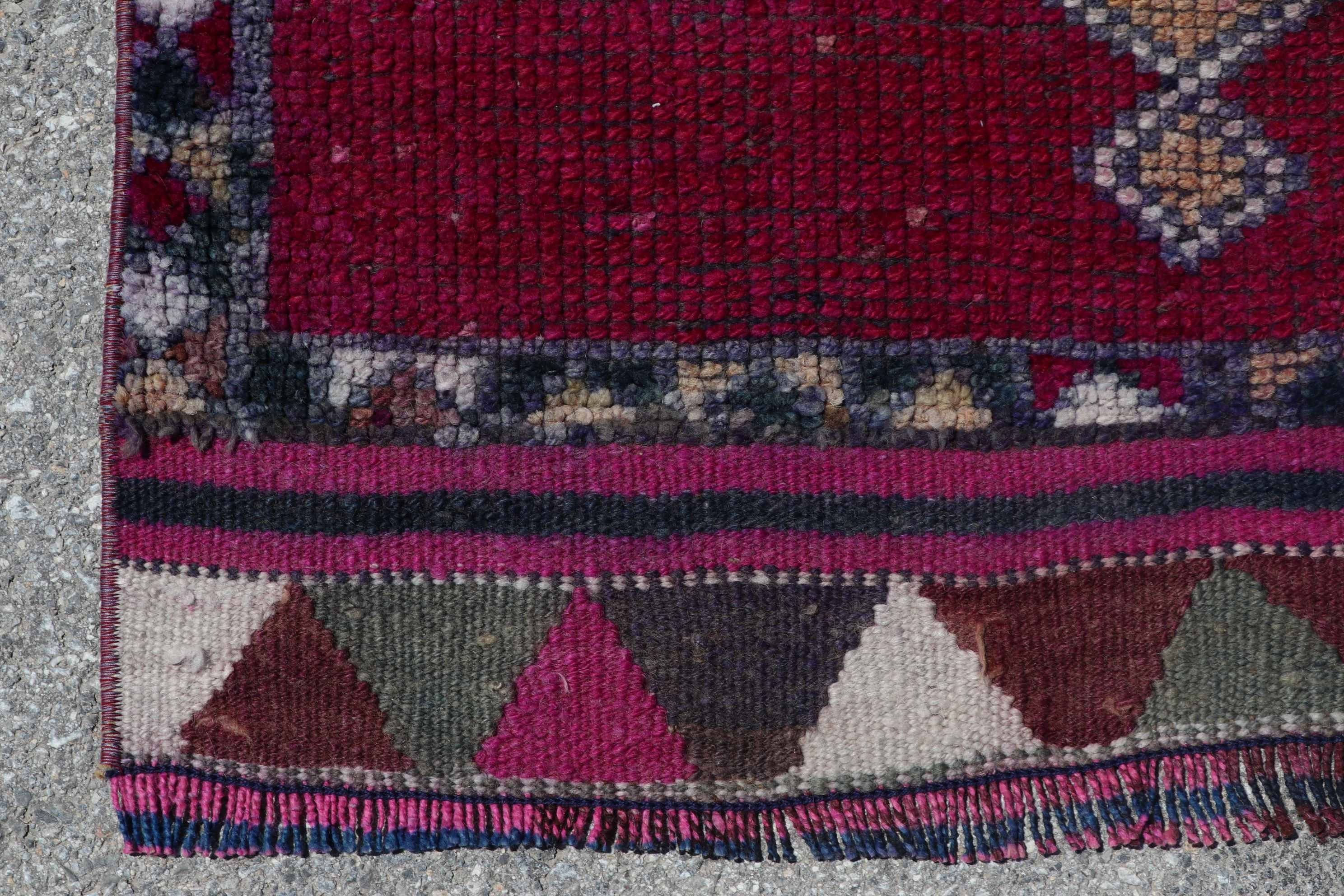 Vintage Rug, Kitchen Rug, Rugs for Hallway, Oriental Rugs, Hallway Rugs, 2.9x10.9 ft Runner Rugs, Turkish Rug, Pink Oushak Rugs, Cool Rug