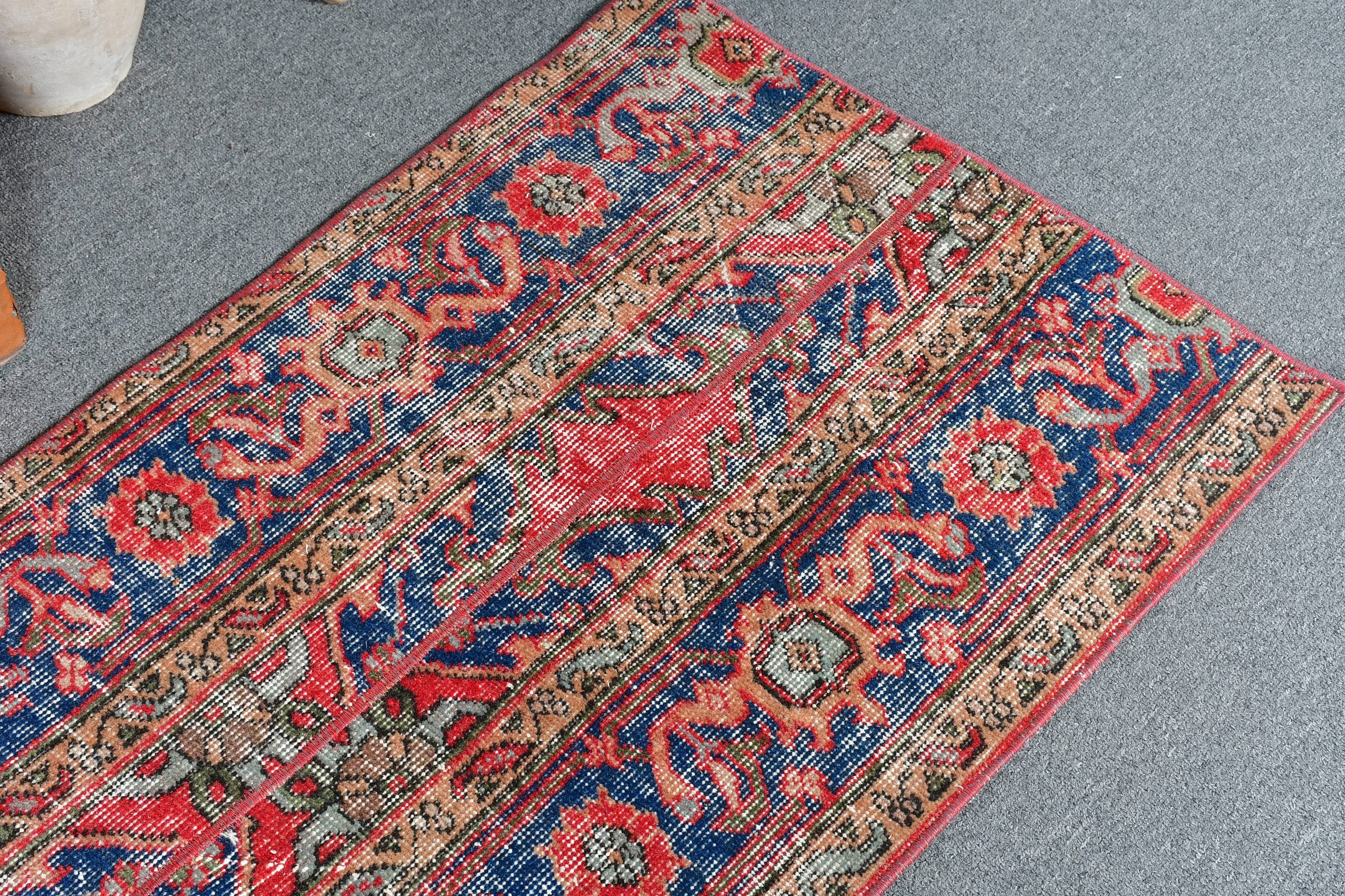 Turkish Rug, Vintage Rug, 2.1x7.3 ft Runner Rug, Oriental Rug, Kitchen Rug, Stair Rug, Vintage Decor Rug, Rugs for Stair, Red Floor Rugs