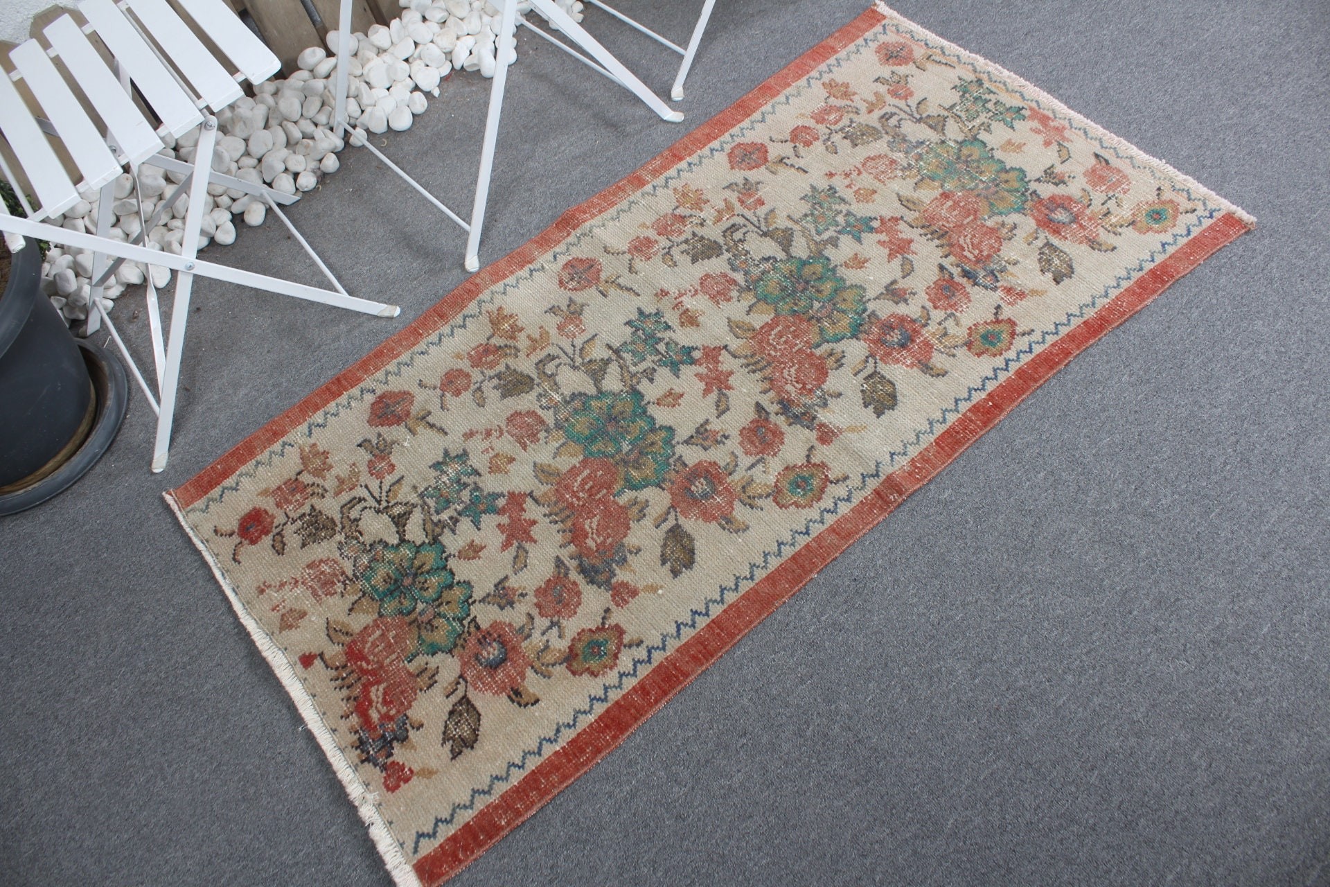 Art Rug, Nursery Rug, Floor Rug, Beige Oushak Rug, Vintage Rugs, Moroccan Rug, Entry Rug, 2.4x4.7 ft Small Rugs, Turkish Rug