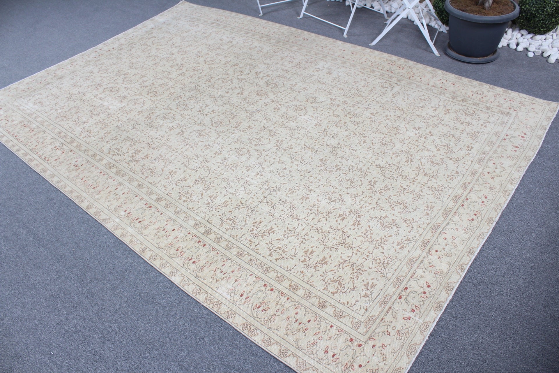 Bej Yatak Odası Halıları, Yatak Odası Halıları, Organik Halı, Türk Halıları, Yün Halılar, Havalı Halı, Vintage Halı, Oturma Odası Halısı, 6.1x9 ft Büyük Halı