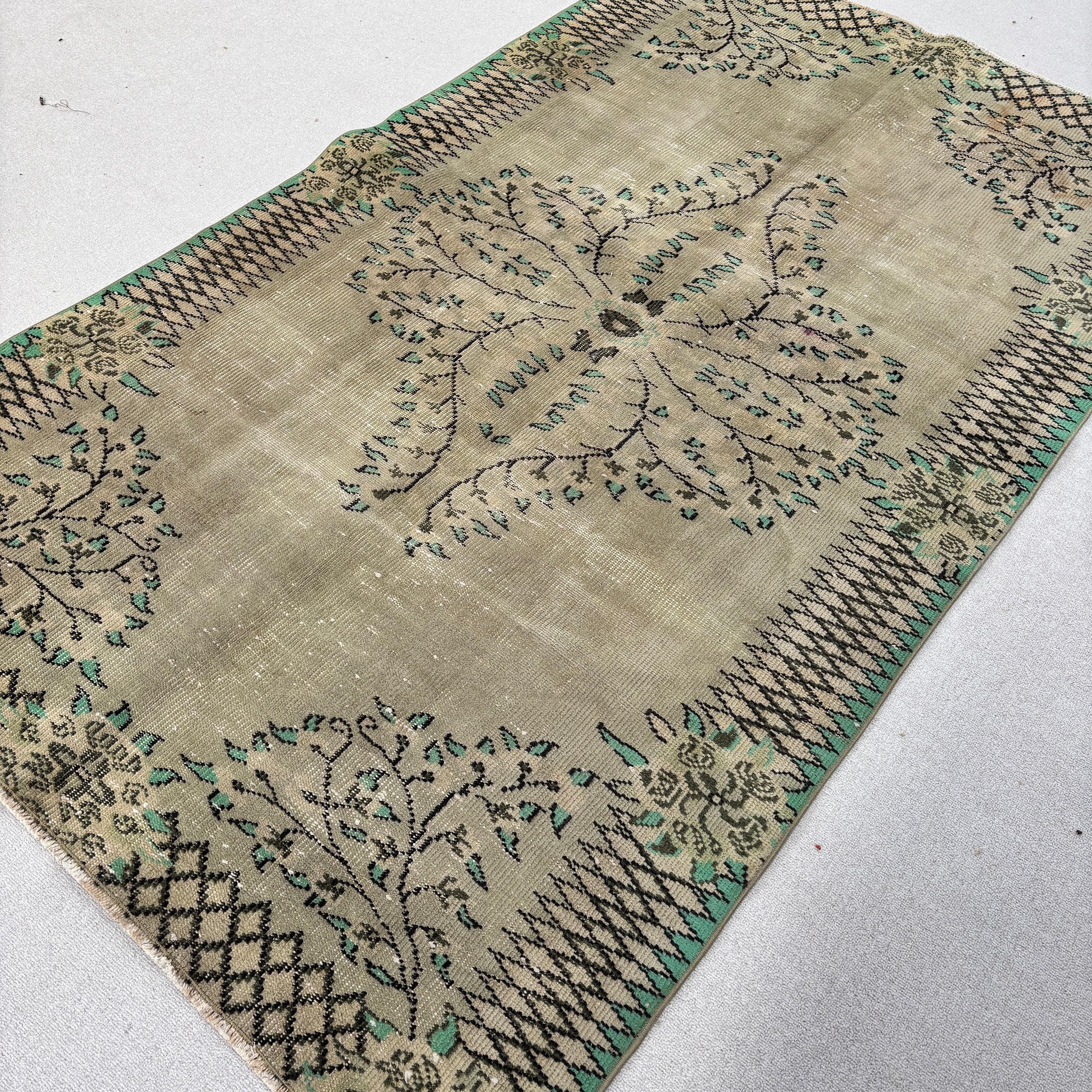 Bedroom Rug, Handwoven Rugs, Boho Area Rugs, Green Boho Rug, Antique Rugs, Office Rugs, Vintage Rug, 4.6x7.7 ft Area Rug, Turkish Rug