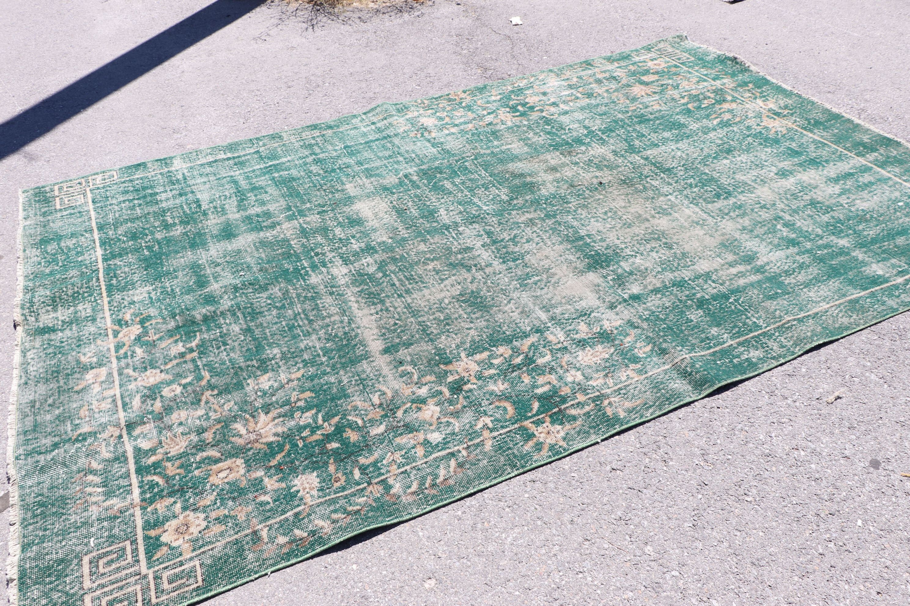 Dining Room Rug, Green Moroccan Rugs, Cool Rugs, Turkish Rugs, Anatolian Rug, 6.6x9.9 ft Large Rug, Living Room Rug, Vintage Rug, Art Rug