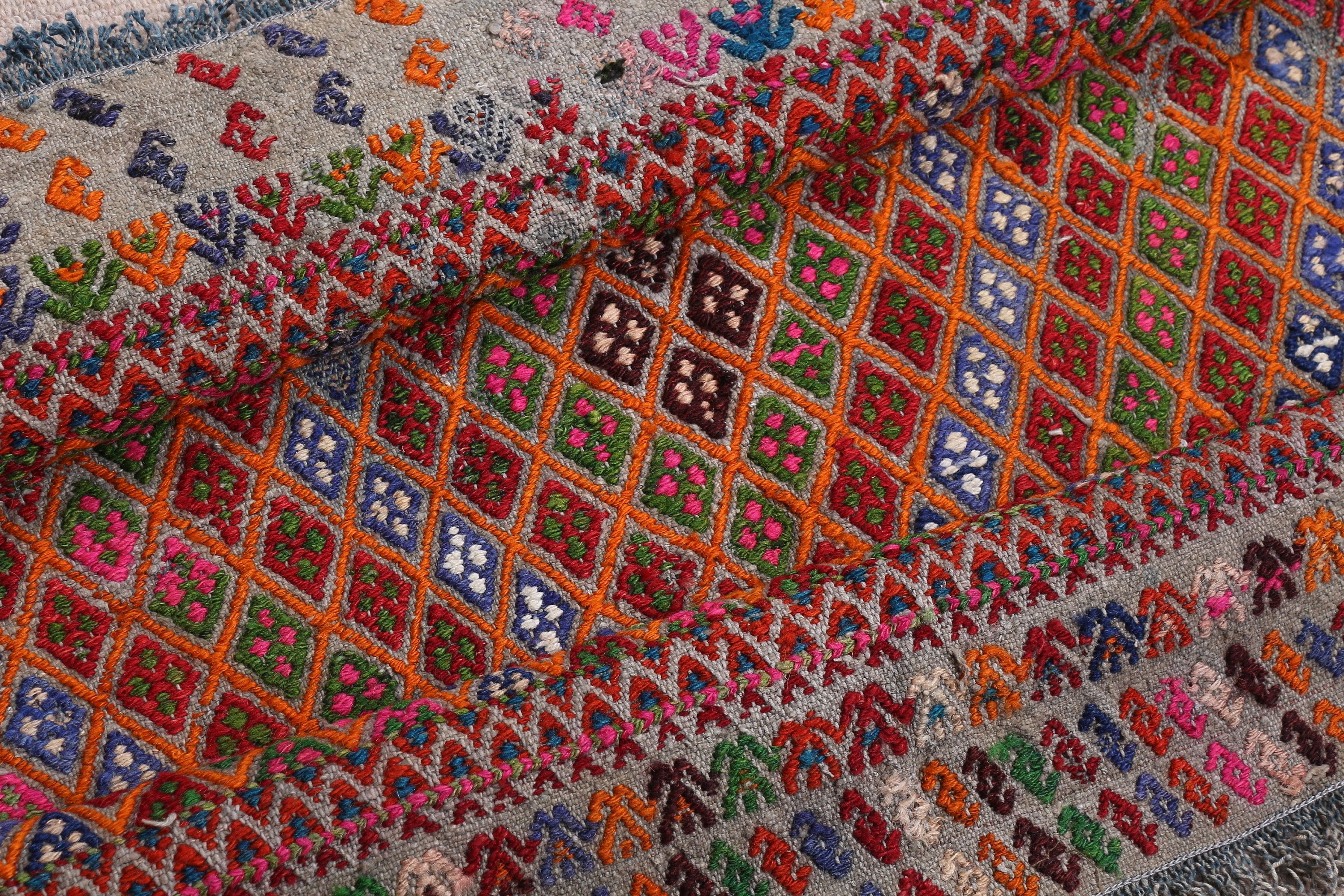 Turkish Rug, Kilim, Rainbow  3x3.4 ft Small Rug, Door Mat Rug, Aztec Rug, Vintage Rug, Kitchen Rugs, Nursery Rugs, Oushak Rug