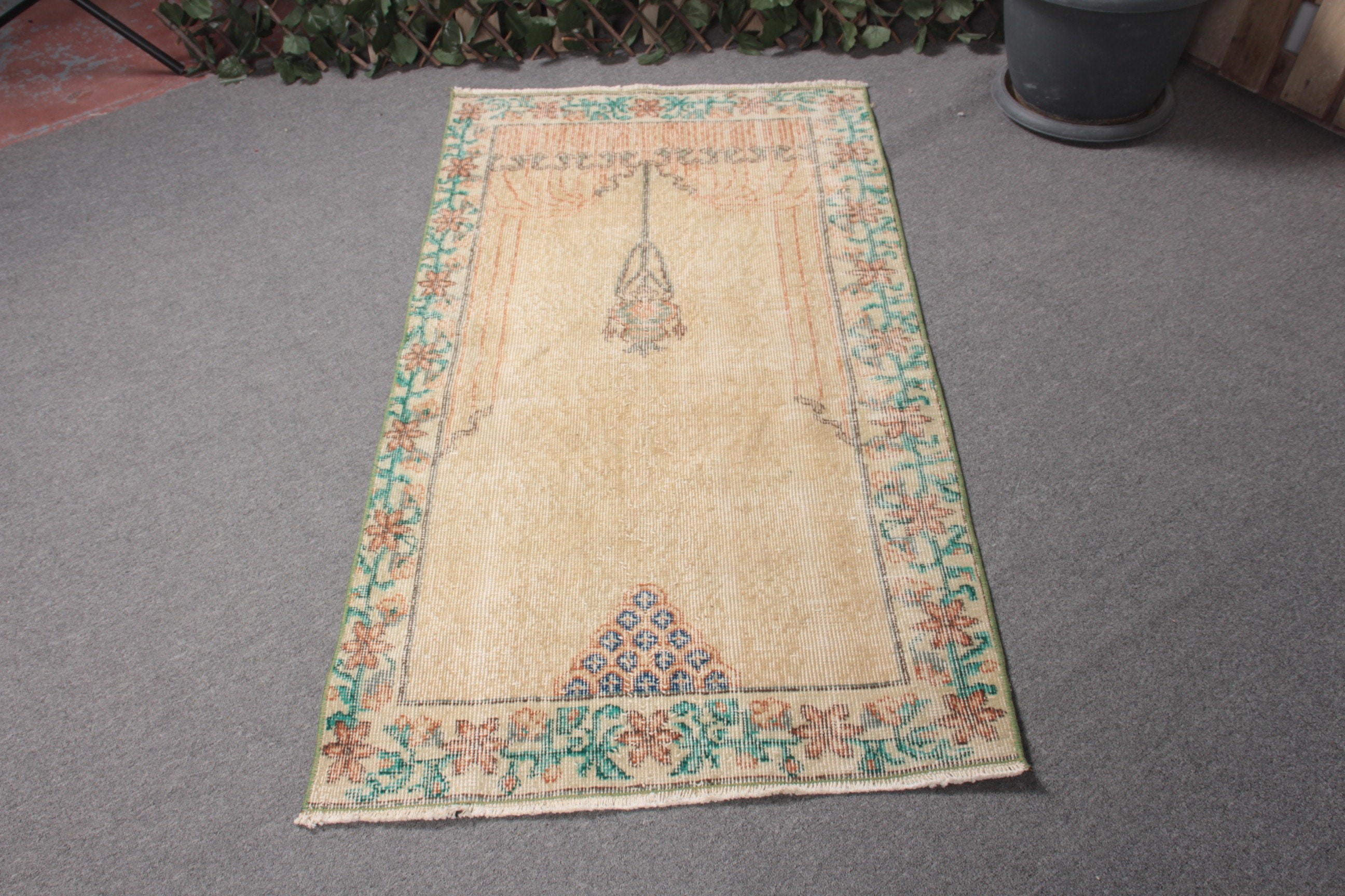 Small Area Rug, Green Wool Rug, Turkish Rug, 2.6x4.8 ft Small Rug, Wool Rugs, Boho Rug, Cool Rug, Rugs for Bathroom, Entry Rug, Vintage Rug