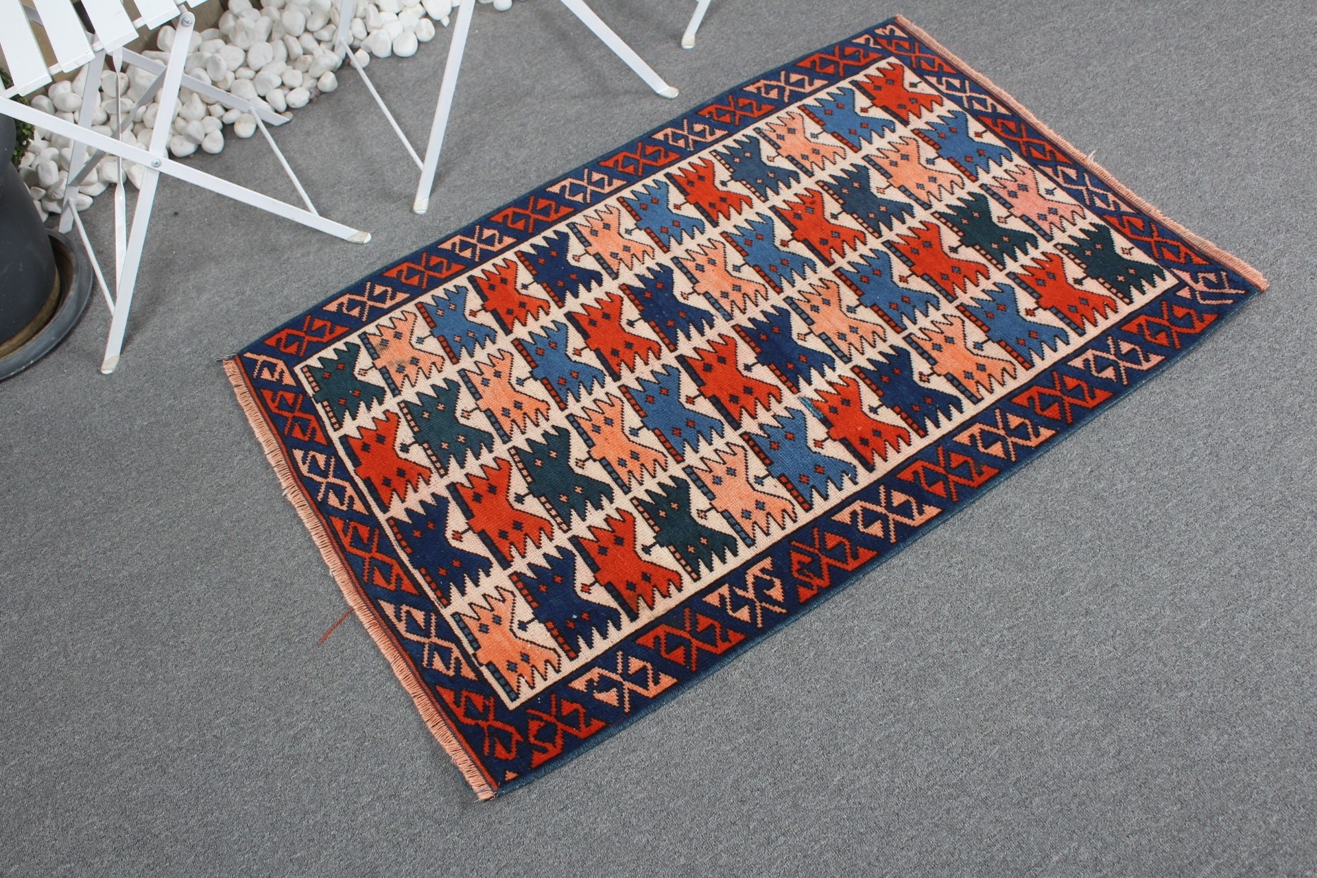 Door Mat Rugs, Antique Rug, Bedroom Rug, 2.7x3.7 ft Small Rugs, Turkish Rugs, Blue Oriental Rugs, Vintage Rugs, Ethnic Rug, Home Decor Rugs