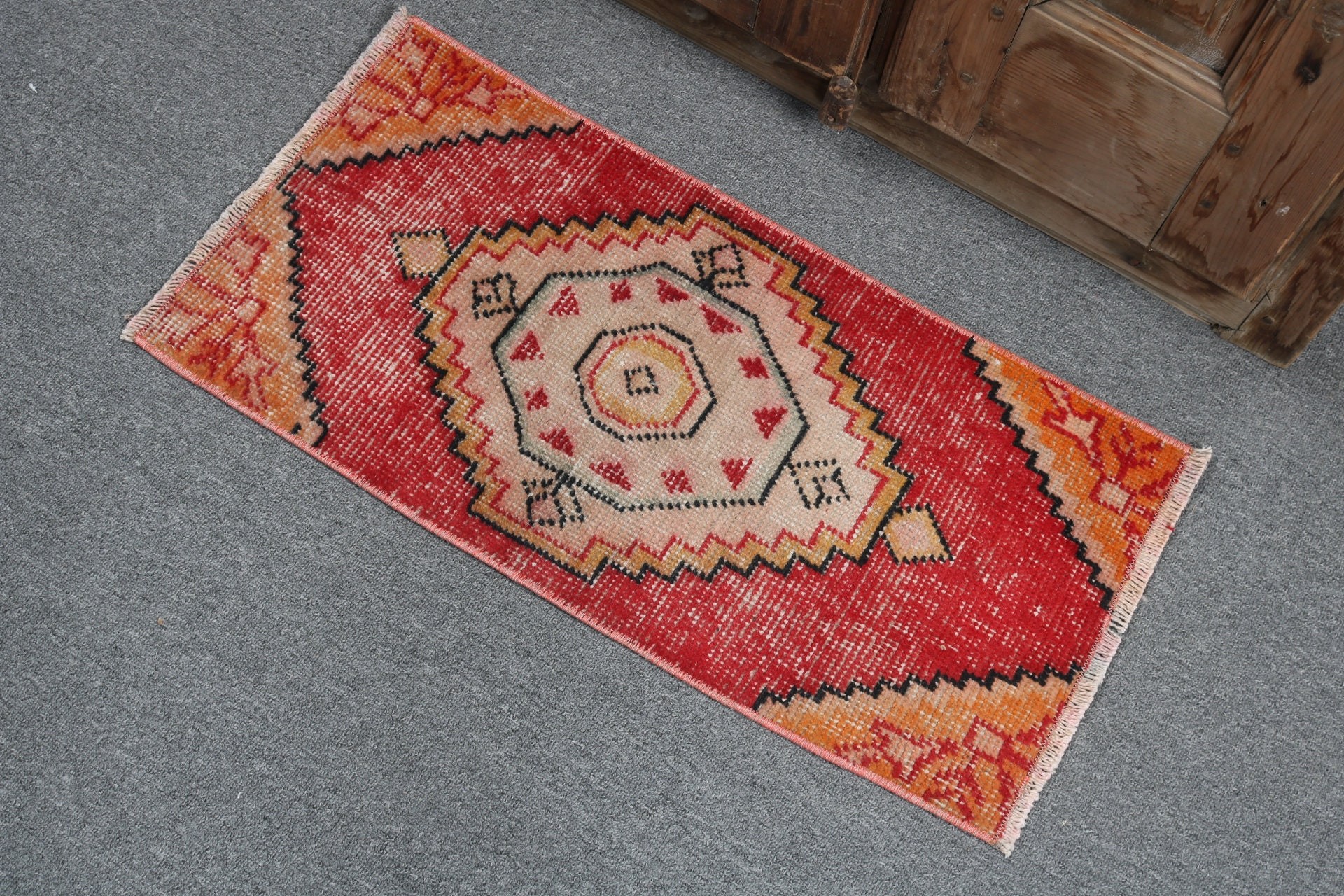 Floor Rugs, Red Handwoven Rug, Office Rugs, Vintage Rugs, Wall Hanging Rug, 1.2x2.5 ft Small Rugs, Boho Rug, Turkish Rugs, Kitchen Rugs