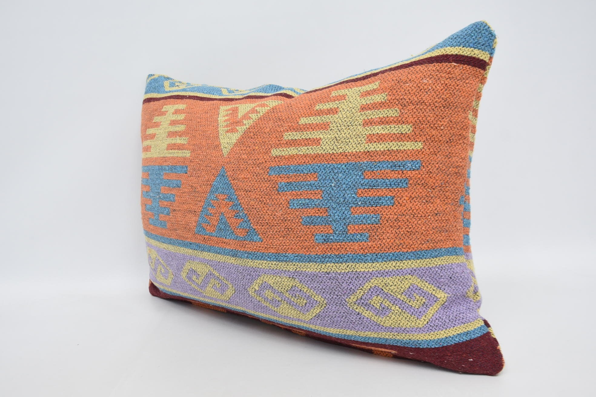 Antique Pillows, Pillow for Sofa, Art Deco Cushion, 16"x24" Orange Pillow, Boho Throw Cushion Cover, Interior Designer Pillow