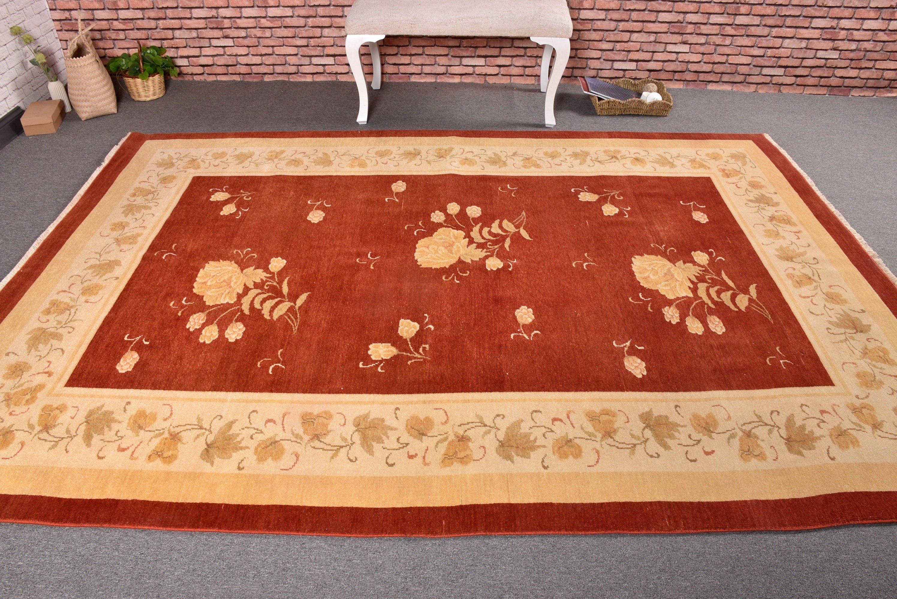 Büyük Vintage Halı, Bej Nötr Halı, Lüks Halı, Harika Halılar, 6,4x9,1 ft Büyük Halı, Yatak Odası Halıları, Dış Mekan Halısı, Vintage Halılar, Türk Halıları