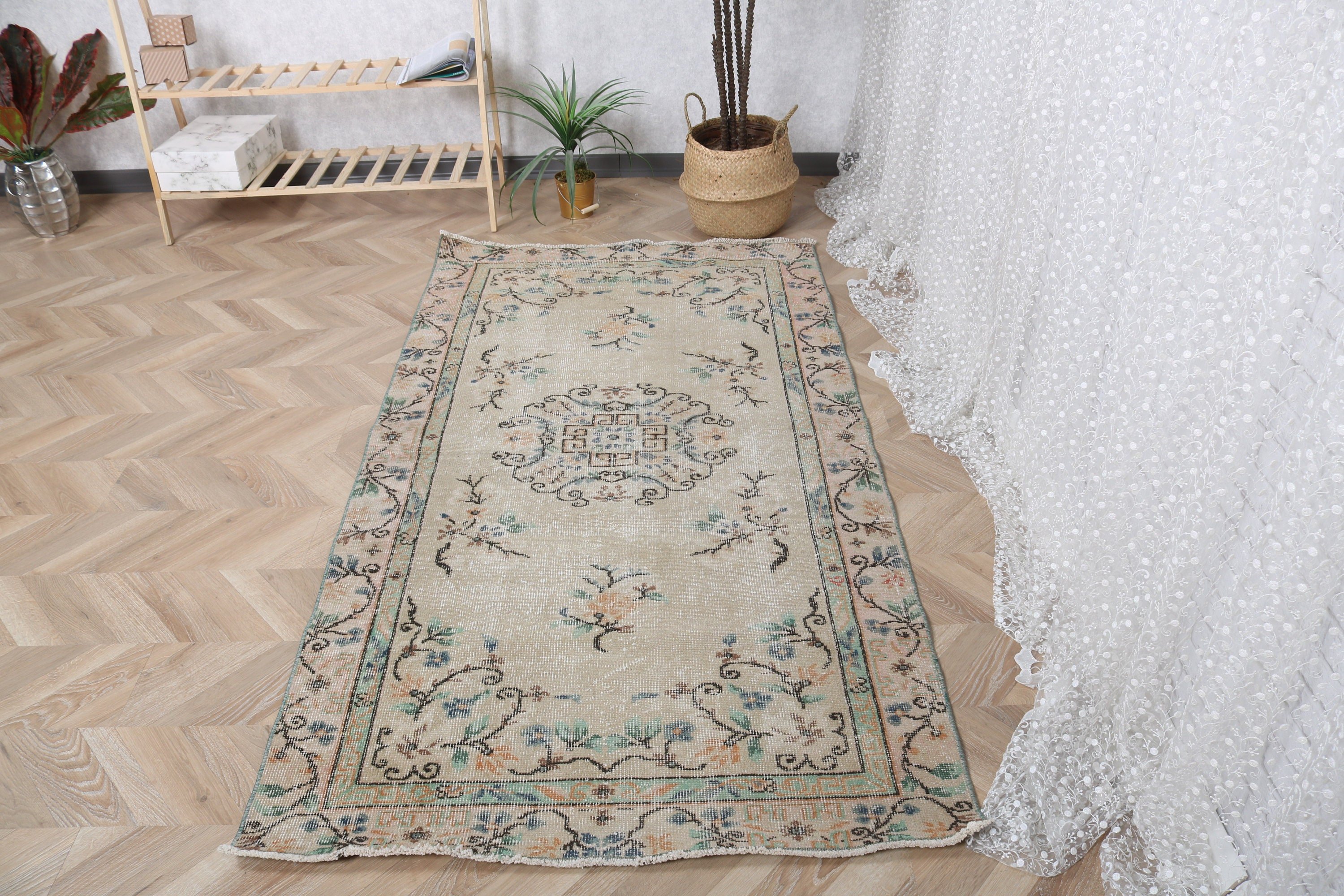 Vintage Halı, 3.6x6.8 ft Alan Halısı, Türk Halıları, Oturma Odası Halıları, Mutfak Halısı, Modern Halı, Boho Halıları, Yeşil Yatak Odası Halısı, Ev Dekor Halısı