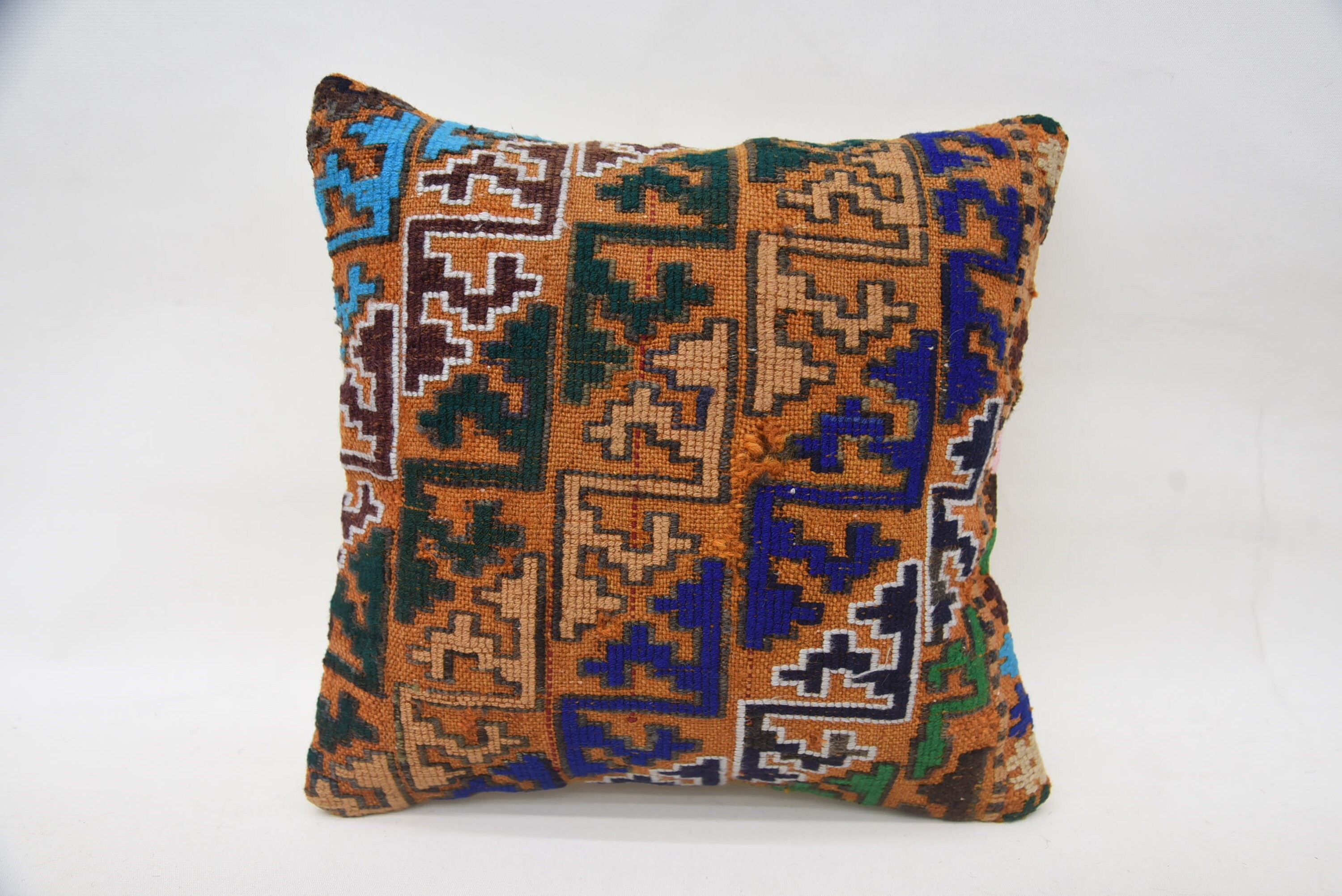 Pillow for Couch, Vintage Pillow, Turkish Pillow, 12"x12" Blue Pillow Sham, Boho Chic Cushion Cover, Lounge Throw Pillow Sham
