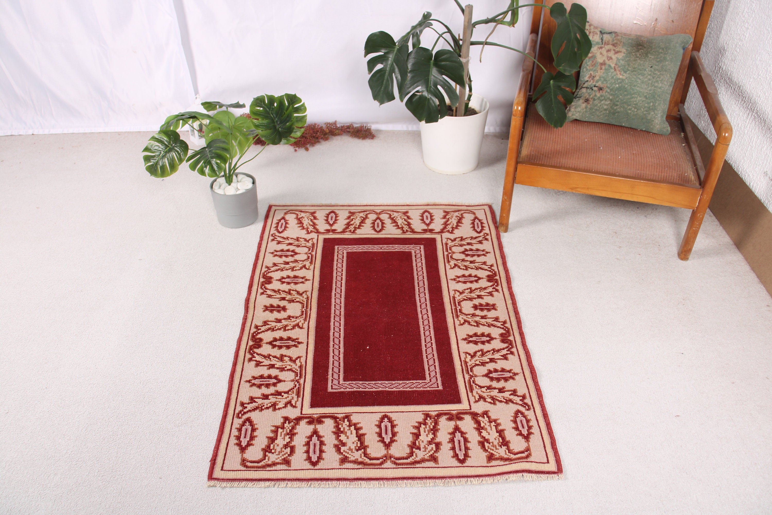 Turkish Rugs, Handwoven Rugs, 2.8x3.9 ft Small Rug, Red Bedroom Rug, Moroccan Rug, Small Area Rug, Bathroom Rug, Neutral Rugs, Vintage Rug