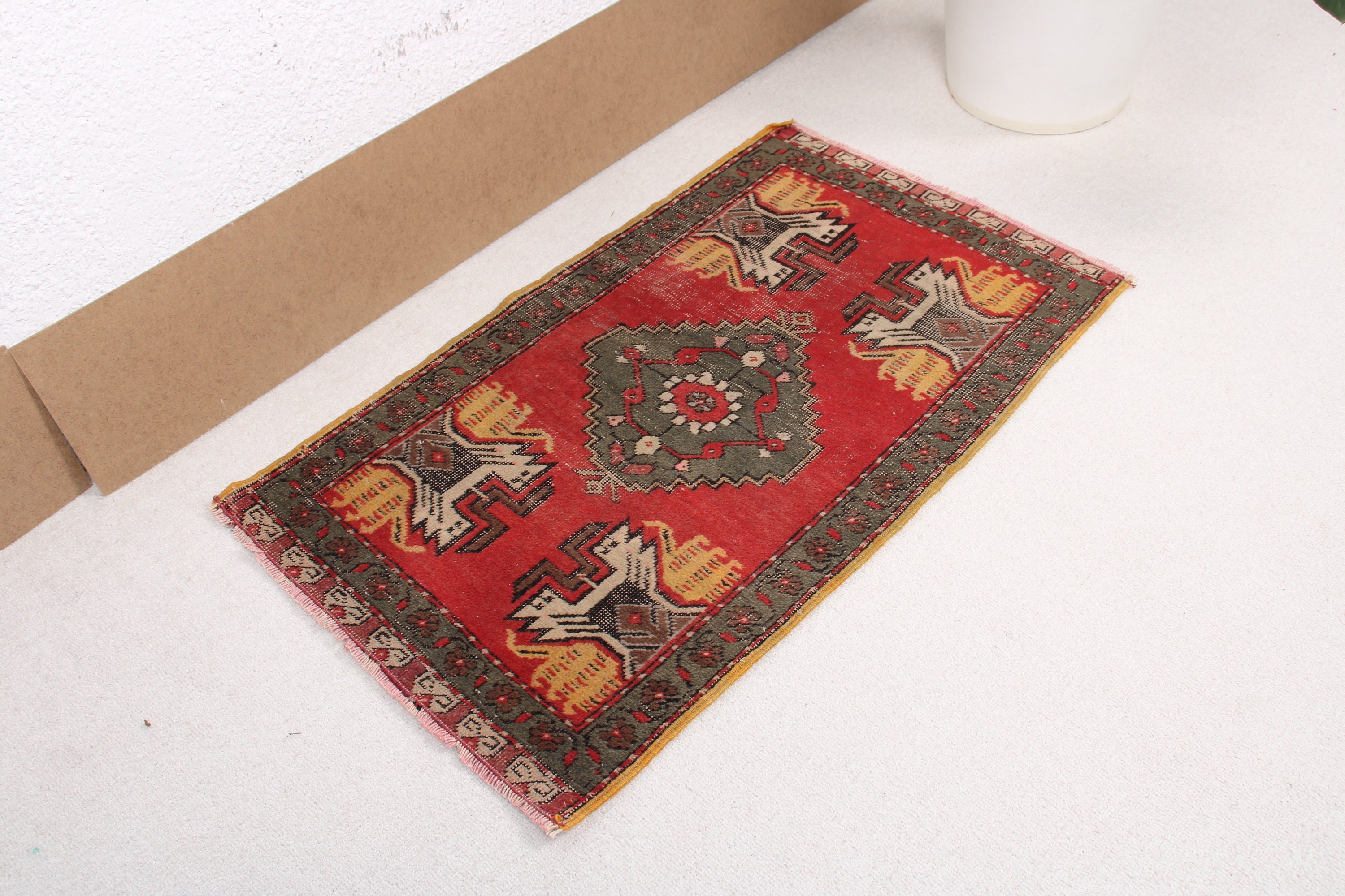 Cool Rug, 1.7x2.8 ft Small Rug, Door Mat Rug, Car Mat Rugs, Floor Rugs, Rugs for Small Area, Vintage Rugs, Turkish Rug, Red Boho Rug