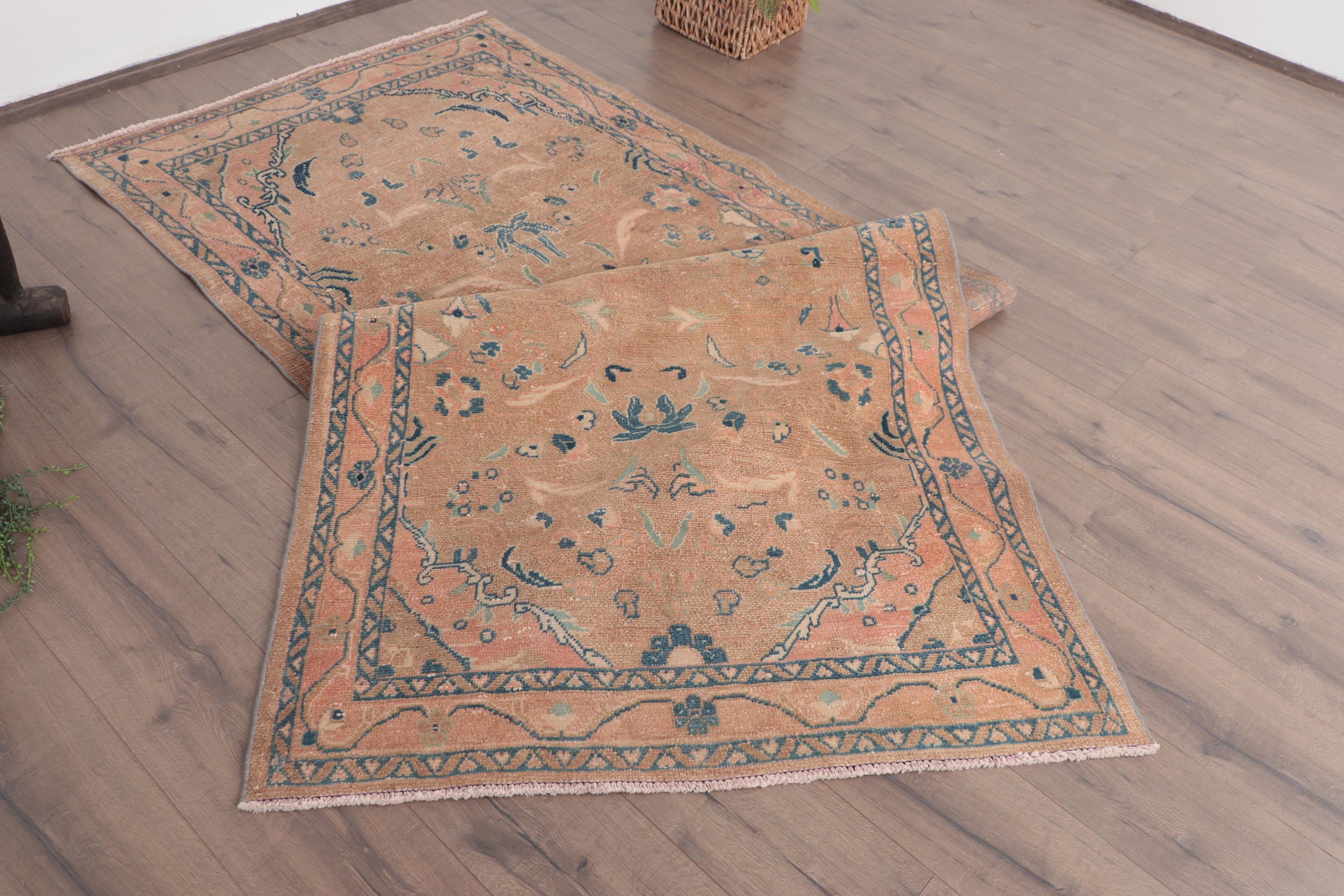 3.8x10 ft Runner Halı, Kahverengi Fas Halısı, Boho Halı, Vintage Halı, Uzun Yolluk Halıları, Havalı Halılar, Beni Ourain Runner Halısı, Türk Halıları