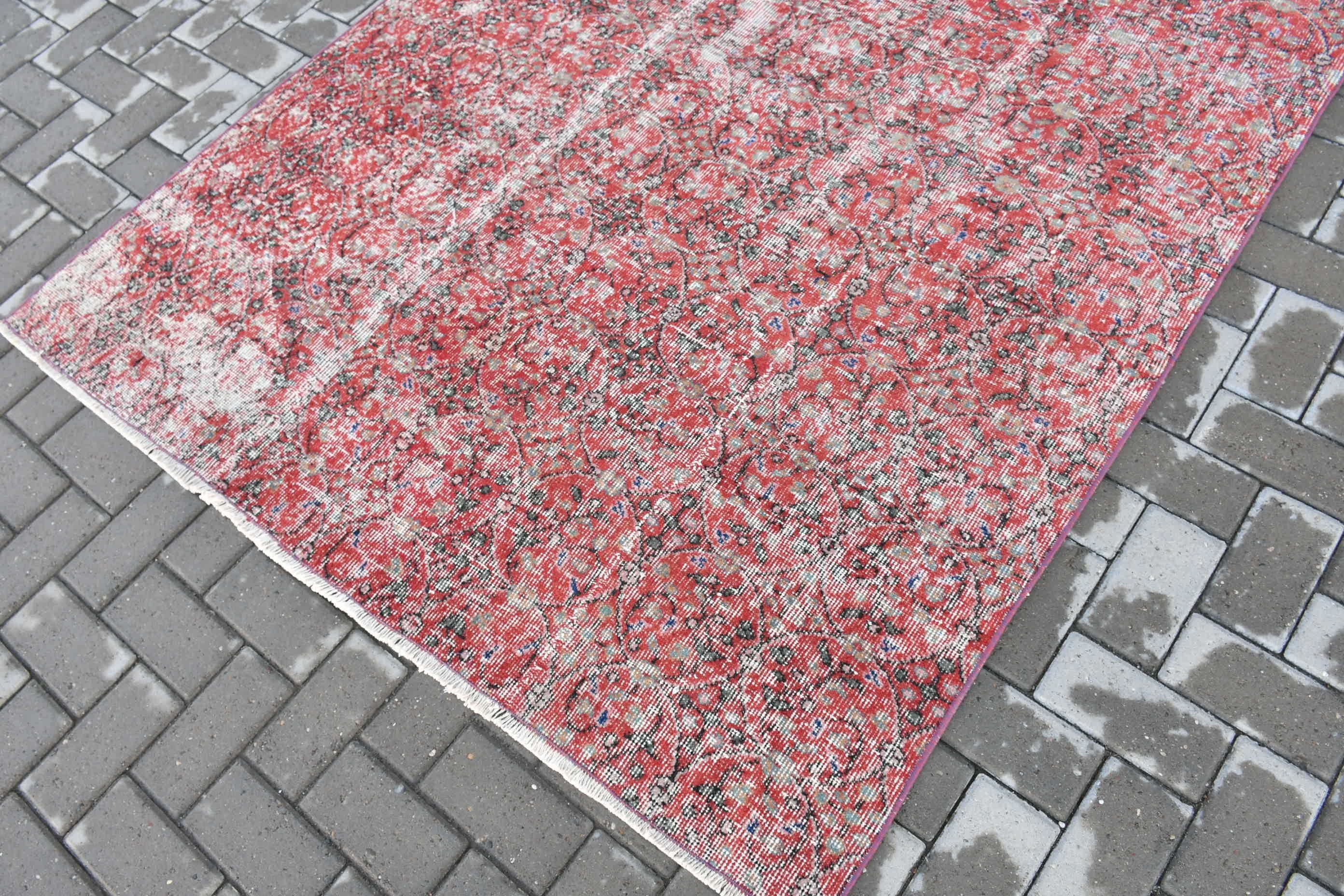 Anatolian Rug, Indoor Rugs, Red Oriental Rugs, Vintage Rug, Turkish Rugs, 5x7.7 ft Area Rugs, Rugs for Floor, Moroccan Rug, Bedroom Rug