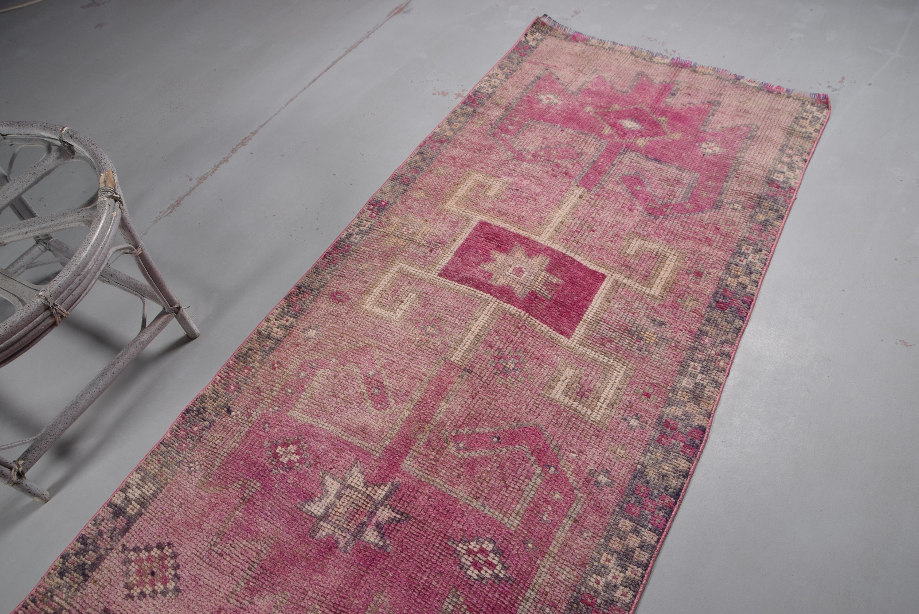 Rugs for Hallway, Art Rug, Bedroom Rugs, 3.1x11.4 ft Runner Rug, Floor Rug, Vintage Rug, Old Rug, Turkish Rug, Stair Rug, Pink Oriental Rug