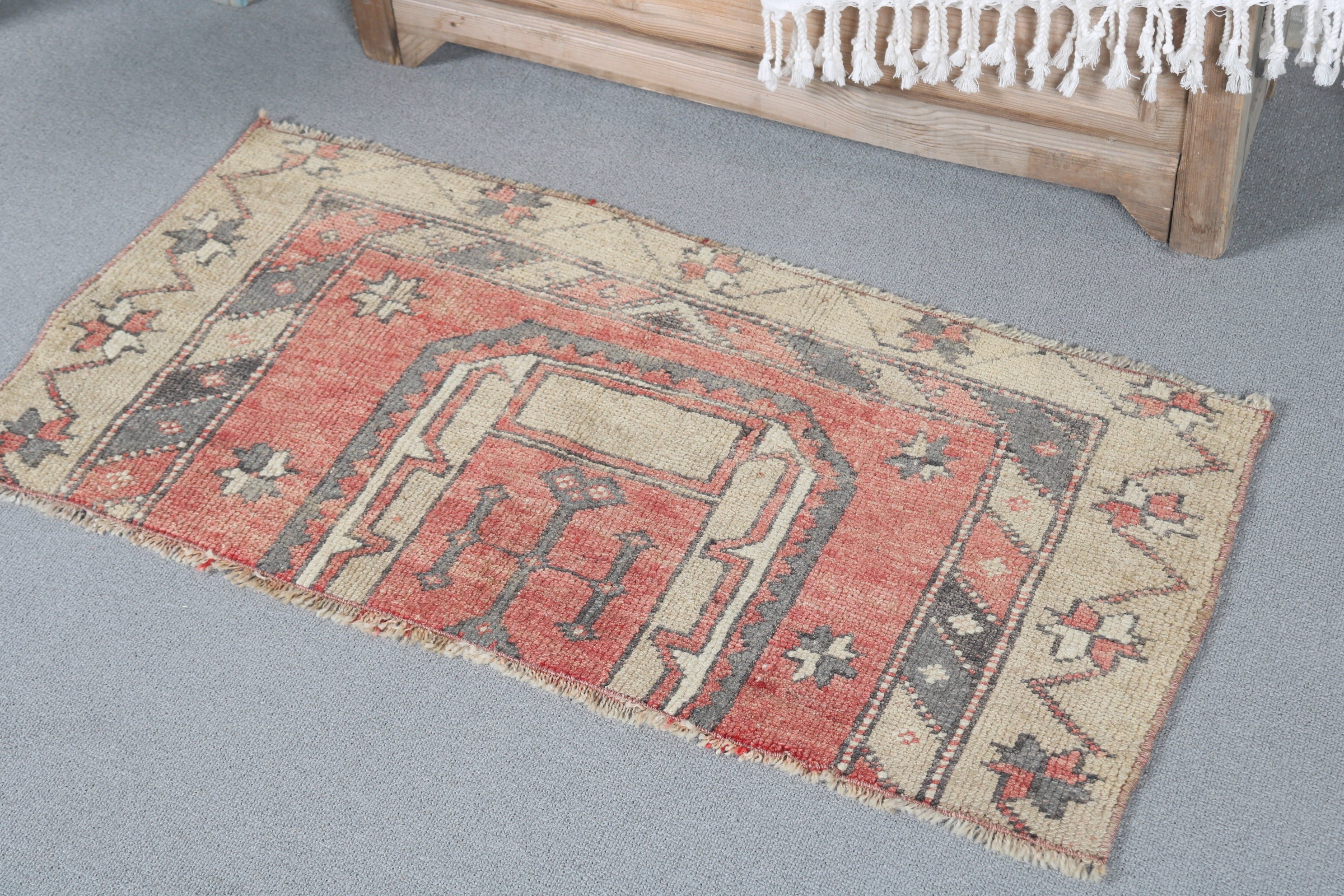 Turkish Rug, Rugs for Entry, Cool Rug, Red Oriental Rug, Vintage Rug, Moroccan Rug, Wall Hanging Rugs, 1.5x3 ft Small Rug, Door Mat Rug