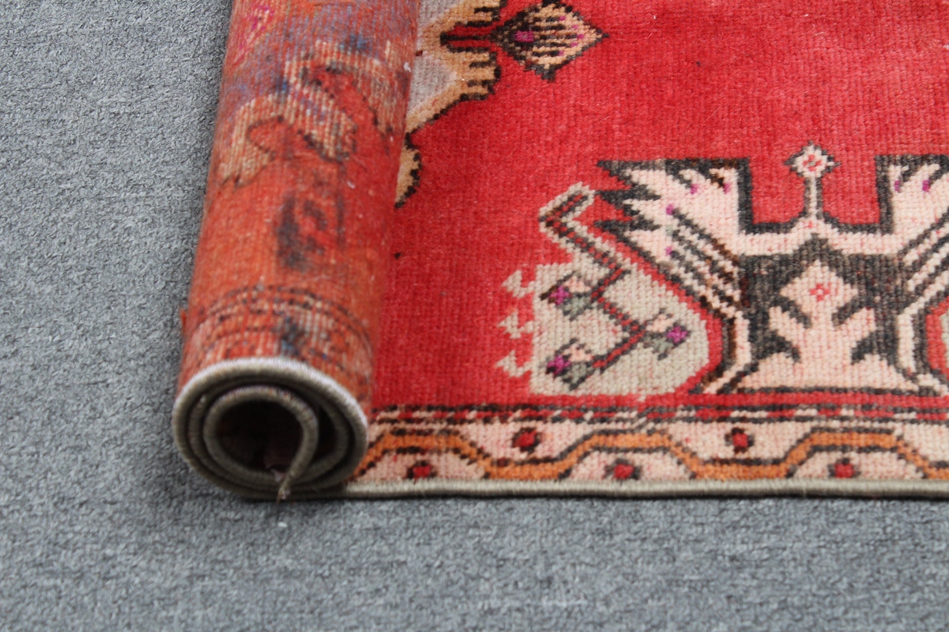 Red Wool Rug, Art Rug, Vintage Rugs, Nursery Rugs, Bath Rug, Rugs for Kitchen, Oushak Rugs, 1.7x3.1 ft Small Rug, Turkish Rug