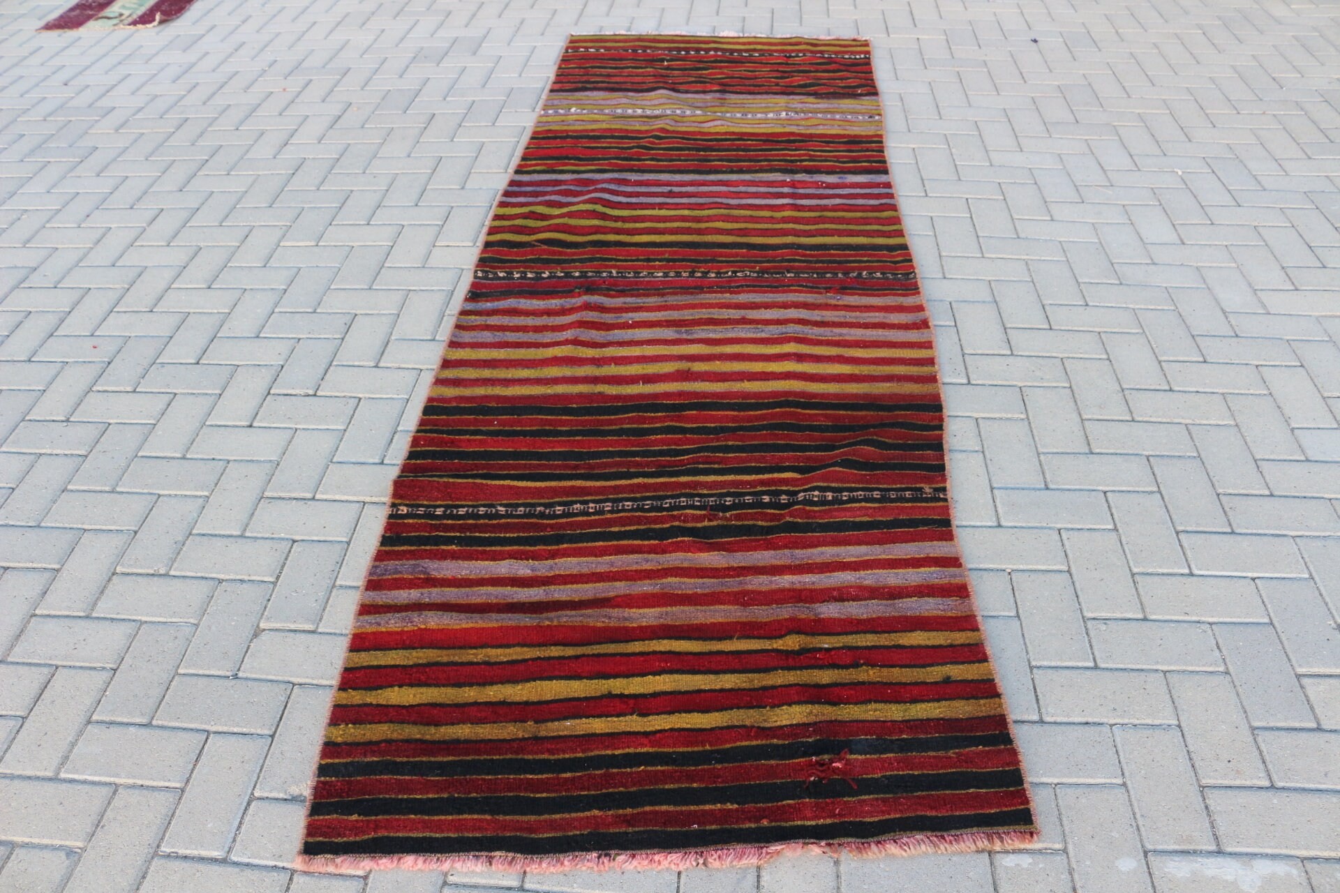 Red Oriental Rug, Vintage Rug, Rugs for Kitchen, Floor Rugs, Kitchen Rug, Anatolian Rug, Kilim, Turkish Rug, 3.2x10.2 ft Runner Rug