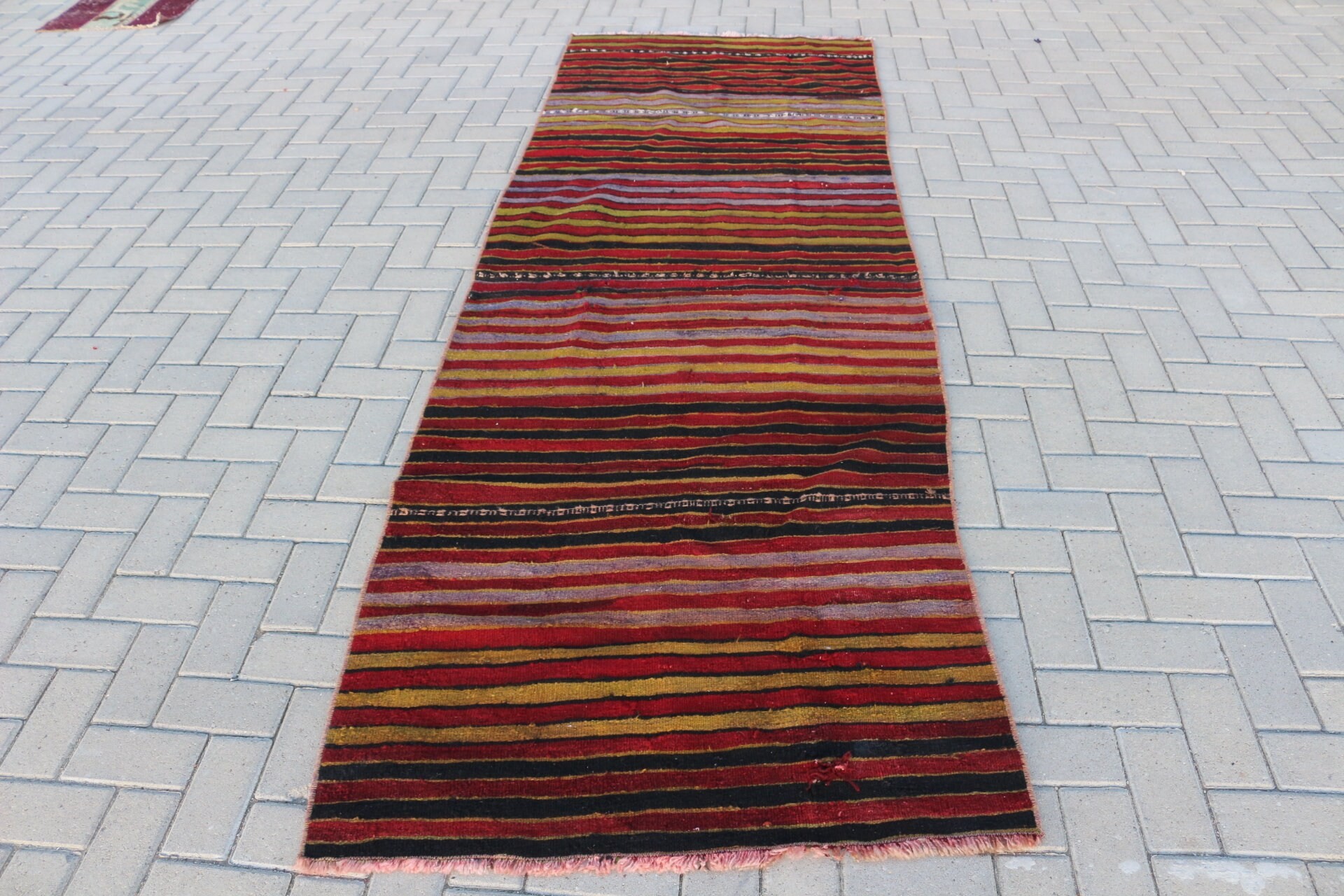 Kırmızı Oryantal Halı, Vintage Halı, Mutfak Halıları, Yer Halıları, Mutfak Halısı, Anadolu Halısı, Kilim, Türk Halısı, 3.2x10.2 ft Yolluk Halısı