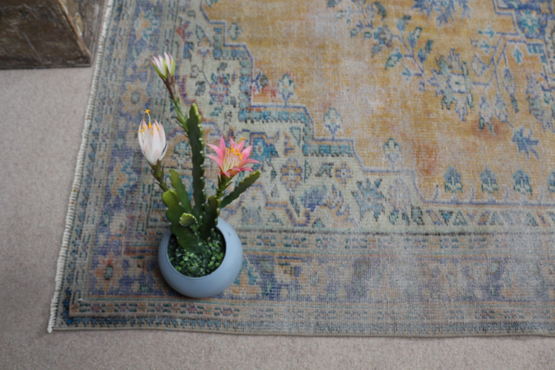 Turkish Rug, Vintage Rugs, Orange  6.9x10 ft Large Rug, Bedroom Rug, Wool Rug, Anatolian Rugs, Dining Room Rug, Abstract Rug