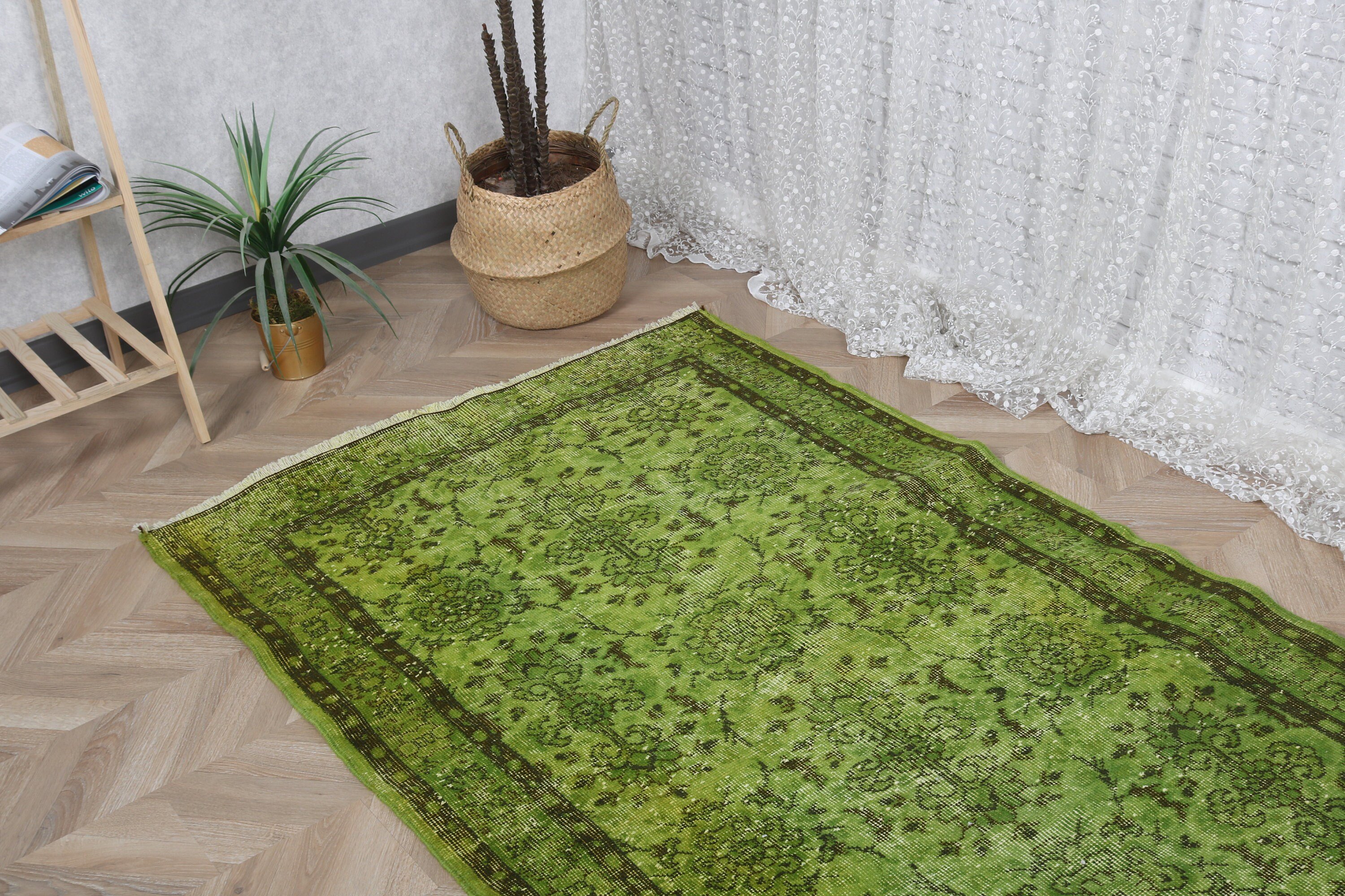 Turkish Rugs, 3.7x6.2 ft Accent Rugs, Green Boho Rug, Bedroom Rugs, Decorative Rugs, Vintage Rugs, Rugs for Accent, Statement Rug