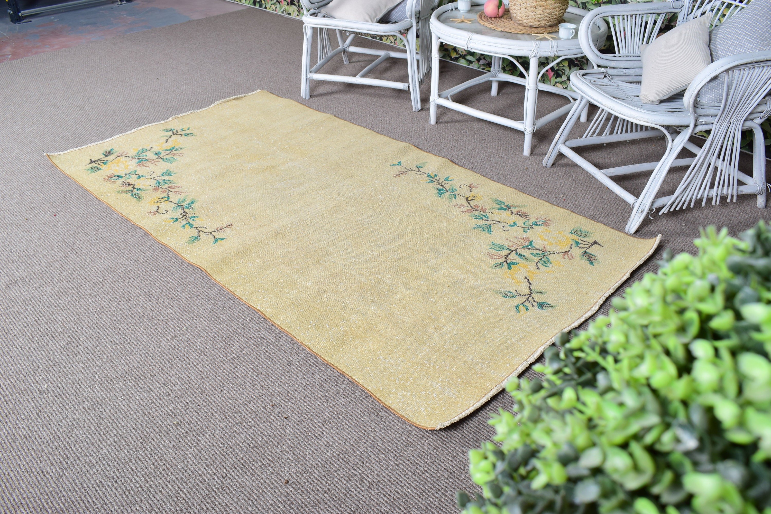 Kitchen Rug, Beige Floor Rugs, Vintage Rugs, 3.5x6.6 ft Accent Rug, Turkish Rugs, Handmade Rug, Home Decor Rug, Boho Rug, Boho Accent Rug