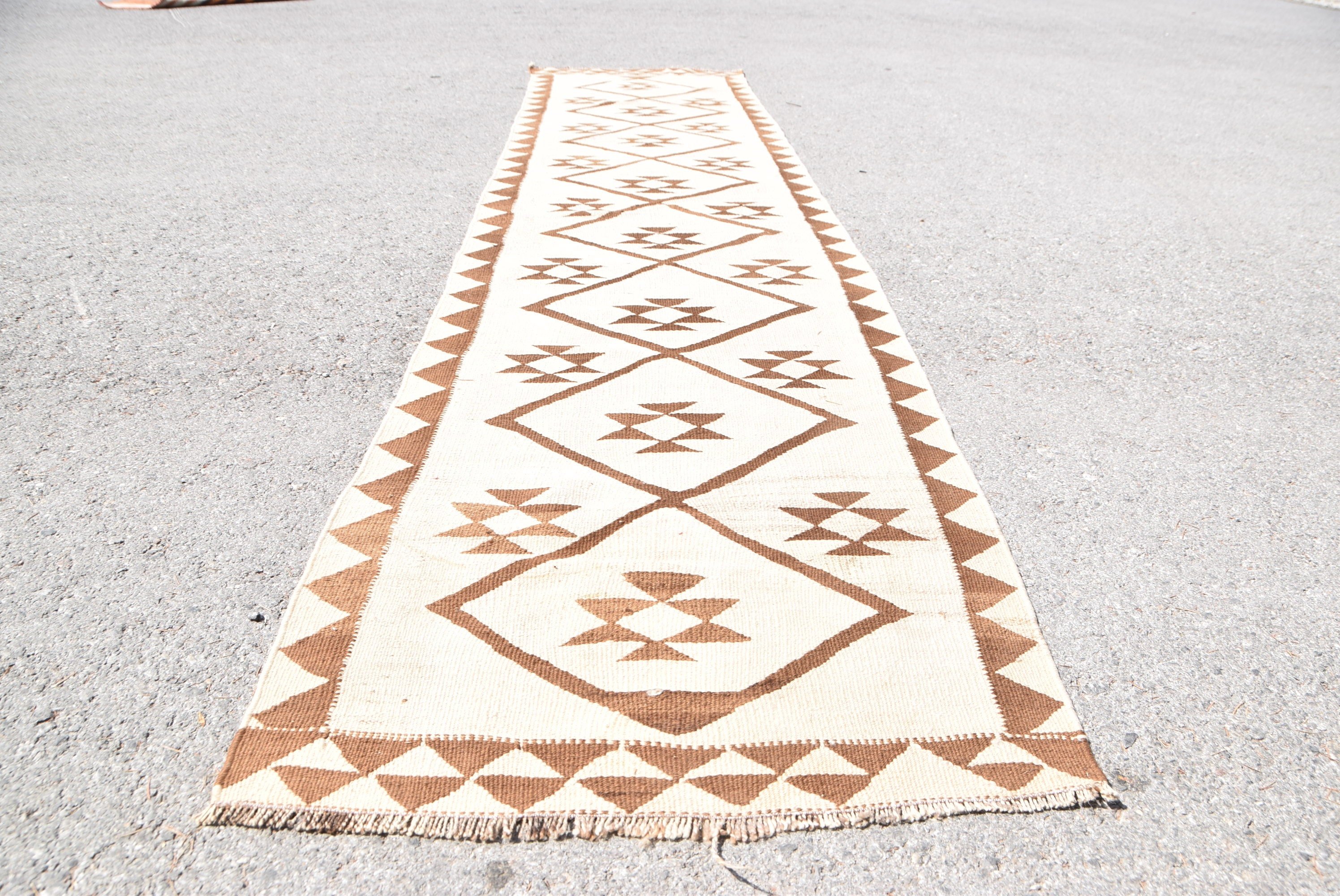 Turkish Rug, Moroccan Rug, 2.4x11.7 ft Runner Rug, Vintage Rugs, Beige Home Decor Rug, Old Rug, Rugs for Runner, Corridor Rug