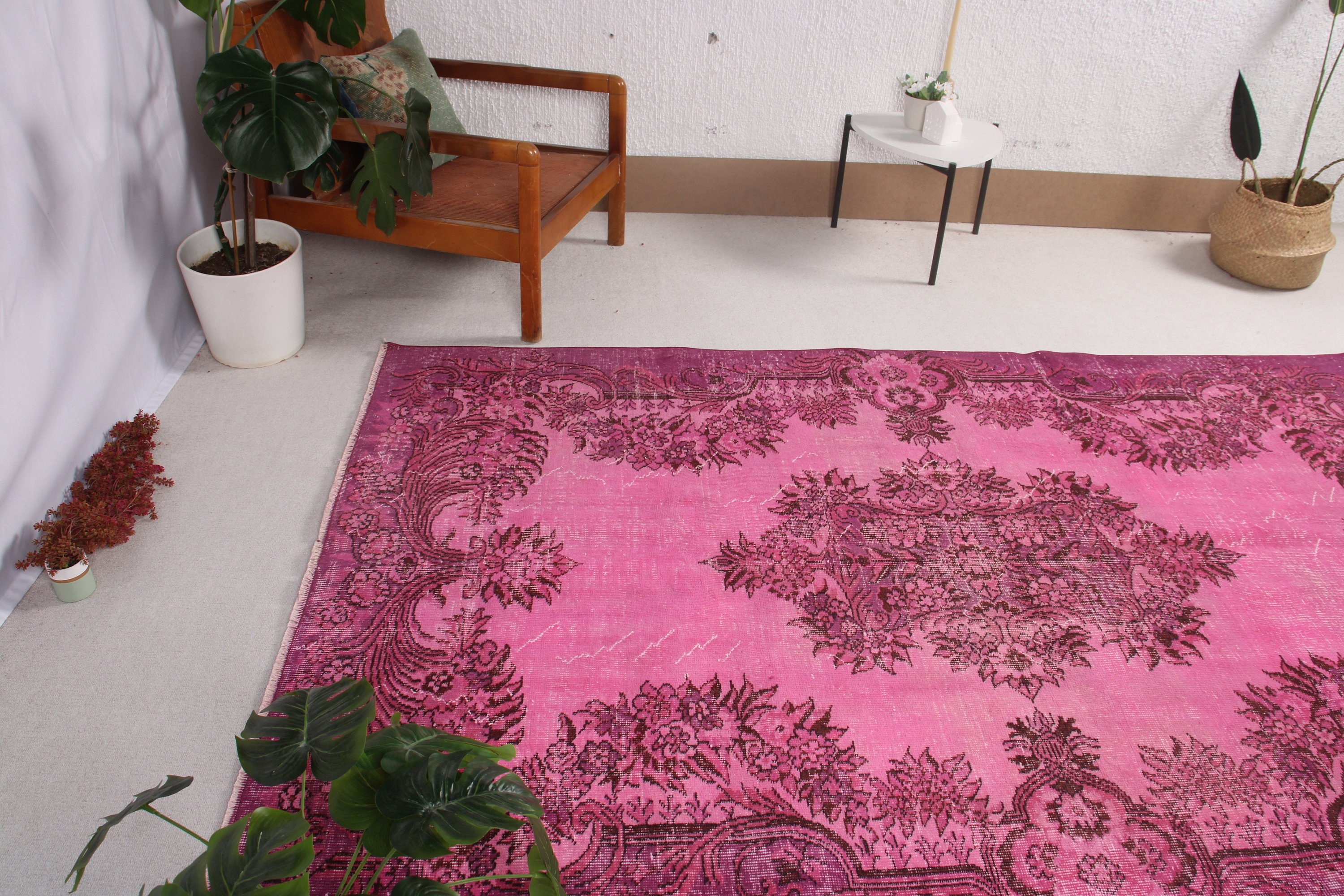 5.2x8.3 ft Büyük Halı, Pembe Düz Dokuma Halılar, Vintage Halılar, Büyük Boho Halıları, Türk Halıları, Düz Dokuma Halı, Büyük Vintage Halılar, Oushak Halı