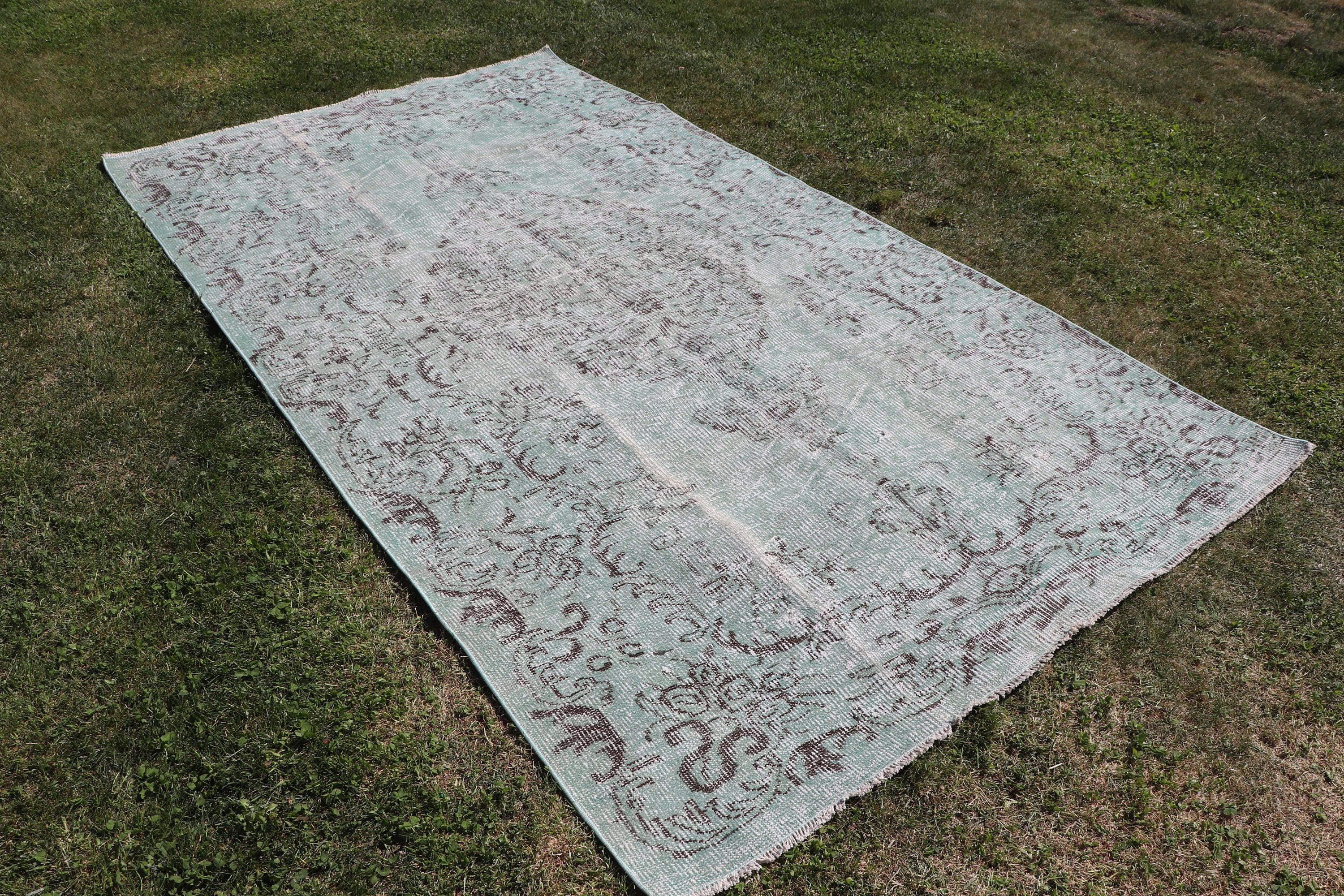 Bedroom Rugs, Boho Rugs, Turkish Rug, Green Statement Rug, Large Oushak Rug, Vintage Rug, Rugs for Bedroom, Modern Rug, 5x9 ft Large Rugs