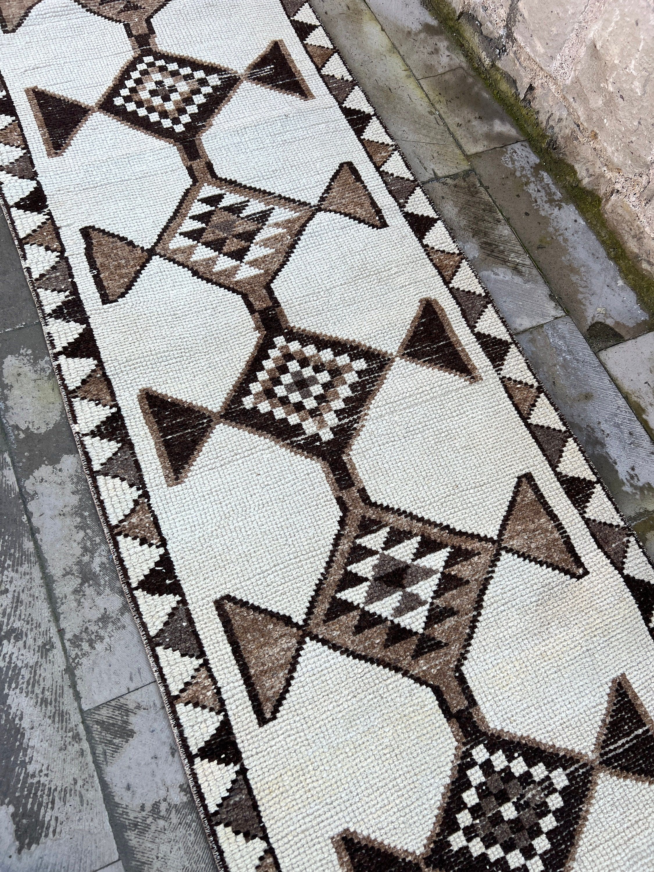 2.8x10.8 ft Runner Halı, Anadolu Halısı, Türk Halısı, Koridor Halıları, Dış Mekan Halıları, Vintage Halılar, Koridor Halısı, Bej Antika Halı, Yün Halı