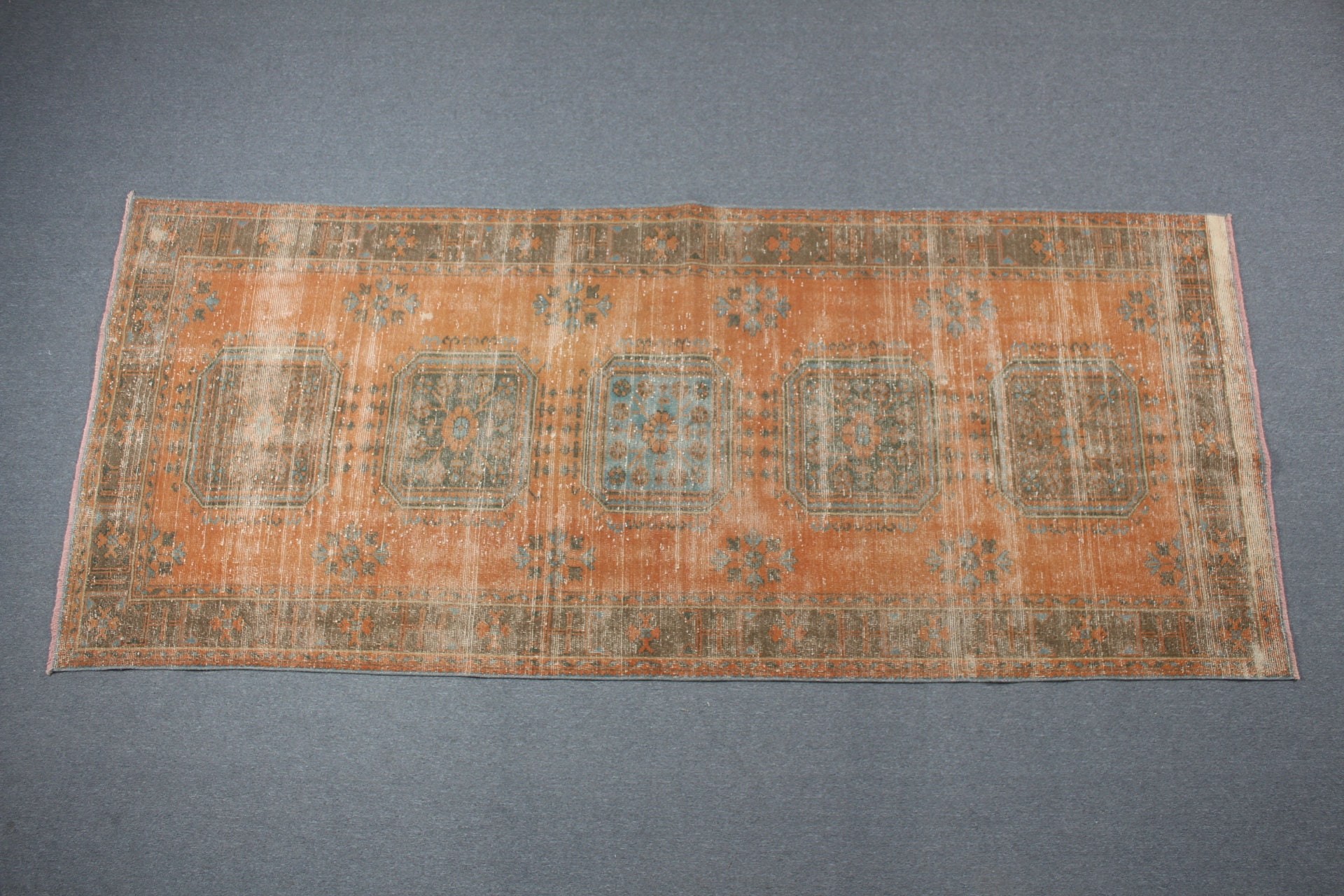 Ev Dekor Halısı, Kabile Halısı, Türk Halısı, 4.7x10.9 ft Büyük Halı, Yatak Odası Halısı, Vintage Halı, Anadolu Halısı, Yemek Odası Halısı, Turuncu Havalı Halılar