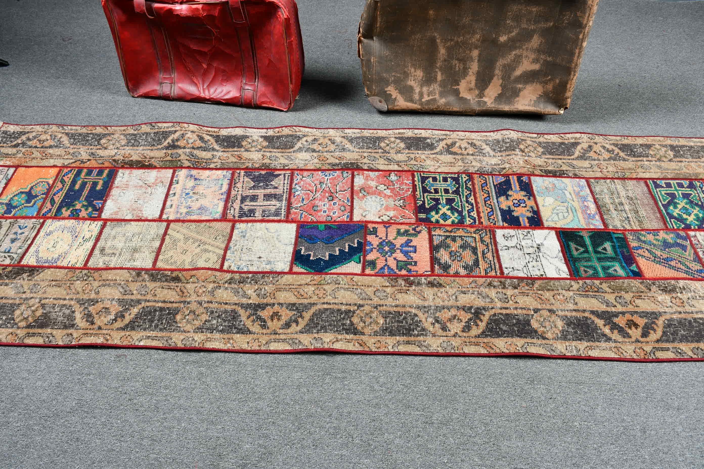 Vintage Rug, Brown Wool Rugs, Rugs for Corridor, Floor Rug, Turkish Rug, Corridor Rug, 2.9x8.4 ft Runner Rug, Kitchen Rugs