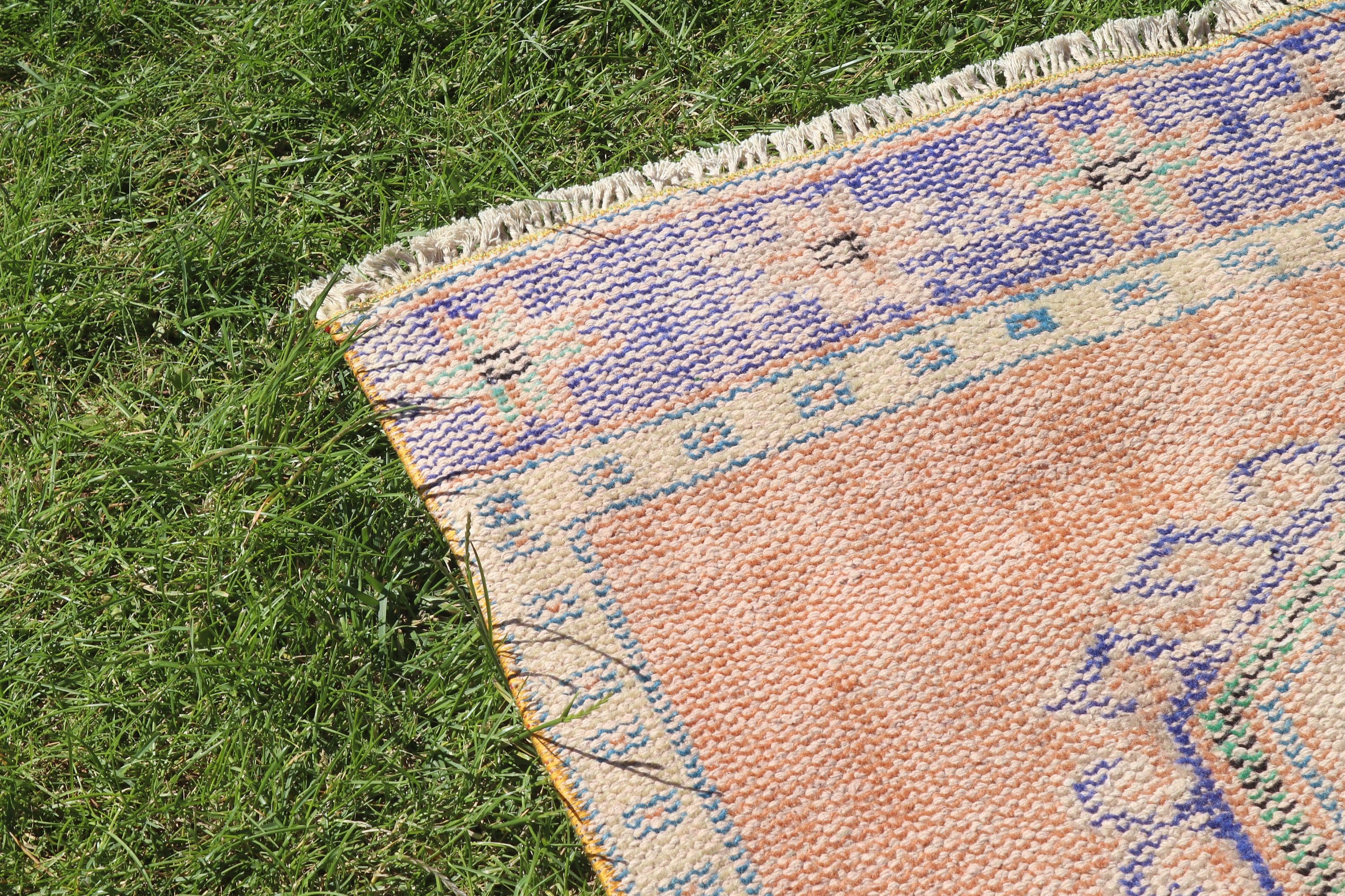 Vintage Rug, Aztec Rug, Oriental Rug, Beni Ourain Runner Rug, 3x11.7 ft Runner Rug, Turkish Rug, Kitchen Rug, Brown Wool Rug, Anatolian Rug