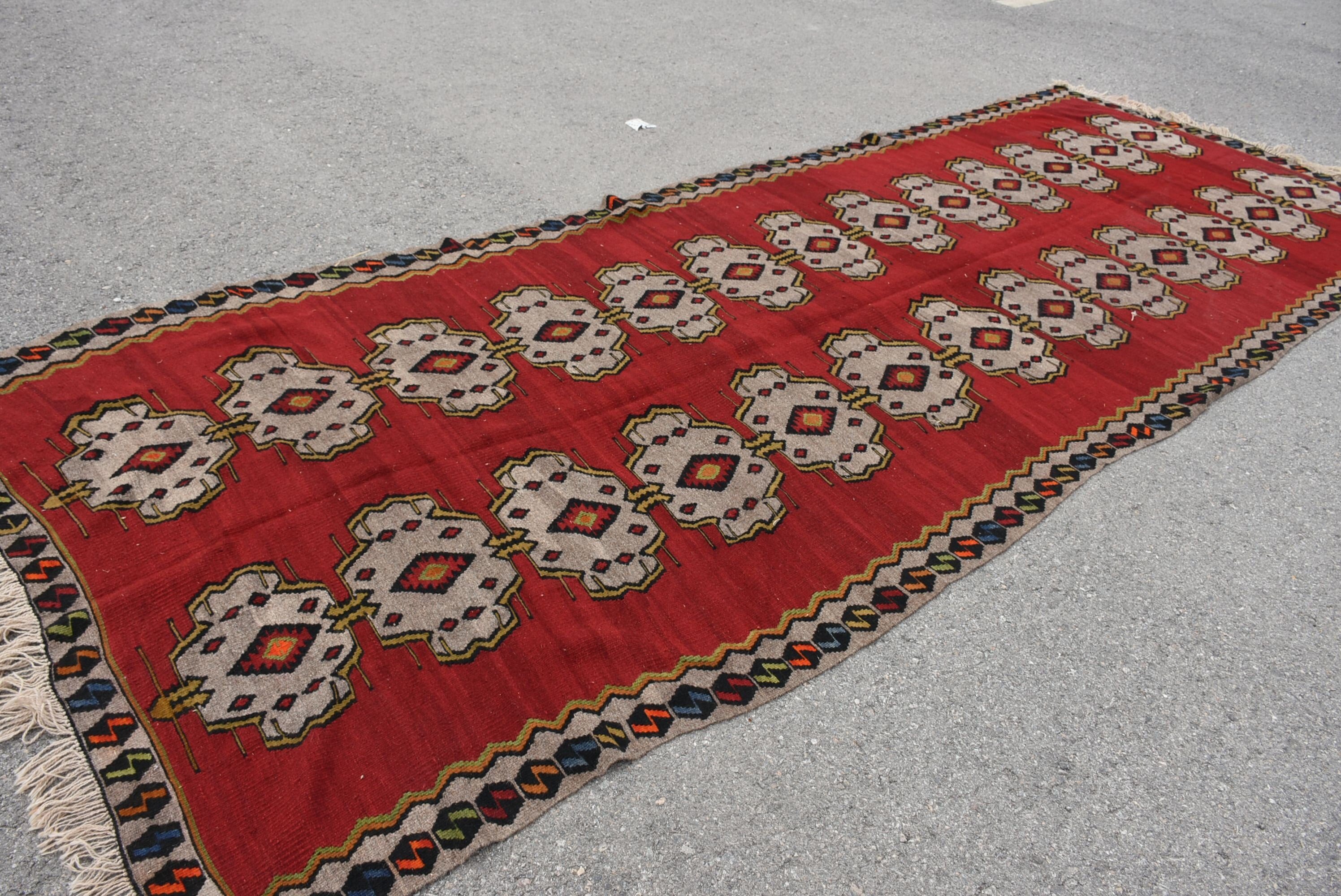 Kilim, 5.6x14.4 ft Yolluk Halısı, Vintage Halılar, Merdiven Halıları, Mutfak Halısı, Türk Halısı, Kırmızı Oryantal Halı, Oushak Halısı, Sanat Halısı, Oryantal Halılar