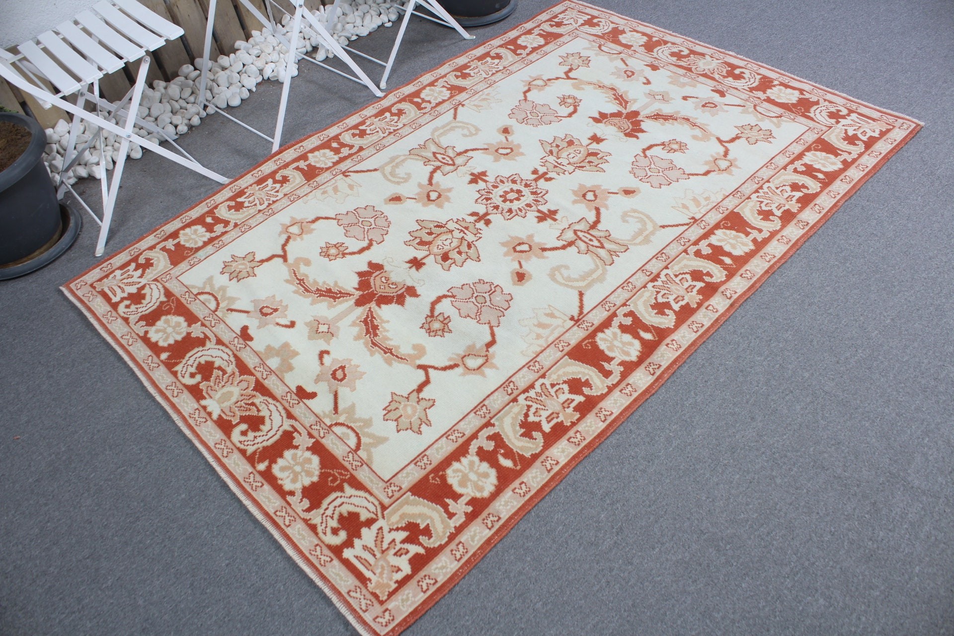 Kitchen Rug, Cute Rug, Turkish Rug, 4.4x6.6 ft Area Rugs, Dining Room Rugs, Vintage Rug, Art Rug, Rugs for Indoor, Red Cool Rugs, Floor Rug