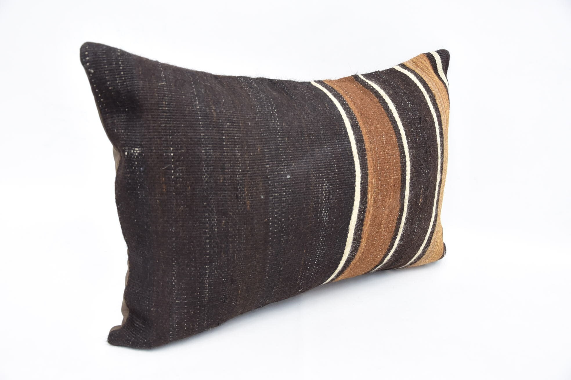 Boho Pillow Sham Cover, Turkish Pillow, Vintage Kilim Pillow, Boho Throw Pillow Cover, Muted Pillow, 16"x24" Brown Pillow Sham