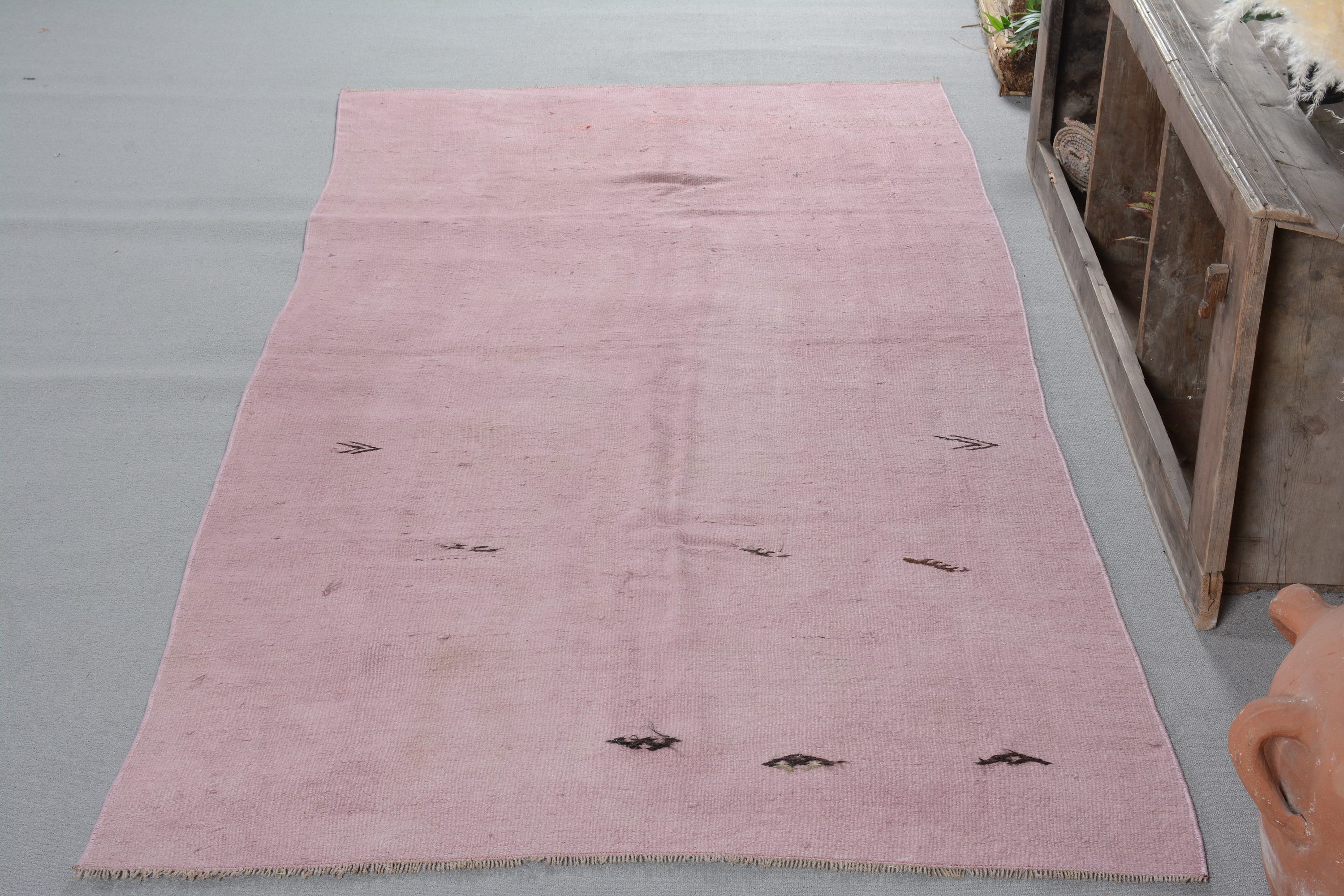 Turkish Rug, Living Room Rug, Salon Rug, Flatweave Rug, Antique Rugs, Oushak Rugs, Vintage Rugs, 4.4x9.2 ft Large Rug, Pink Oriental Rug