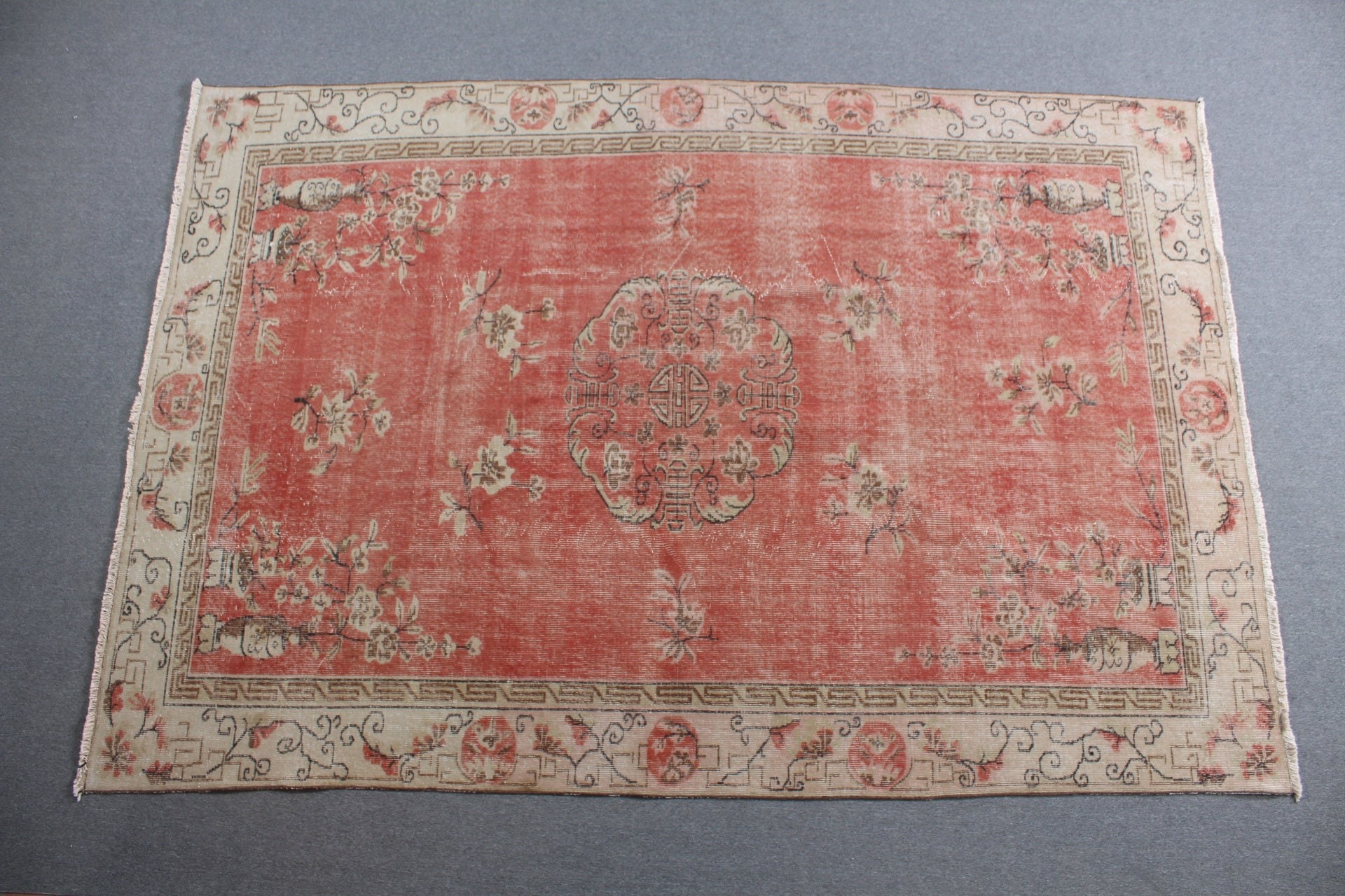 Bedroom Rug, Antique Rugs, Salon Rugs, Turkish Rugs, Floor Rug, 6.4x9.7 ft Large Rug, Vintage Rug, Red Cool Rug, Rugs for Dining Room