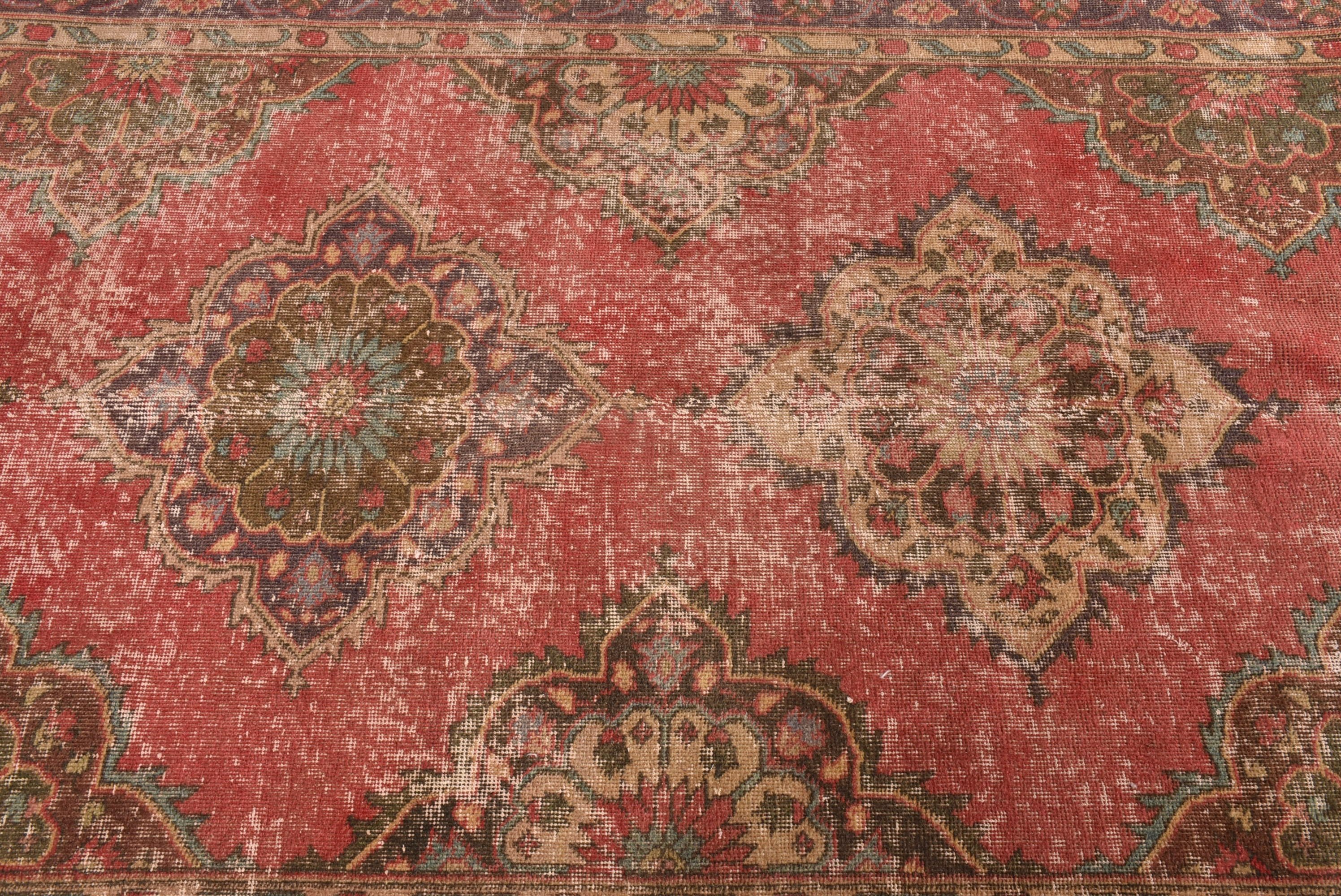 Oushak Halı, Nötr Halı, Kırmızı 4.2x10.3 ft Büyük Halılar, Vintage Halılar, Büyük Oushak Halısı, Ofis Halısı, Yatak Odası Halıları, Türk Halısı