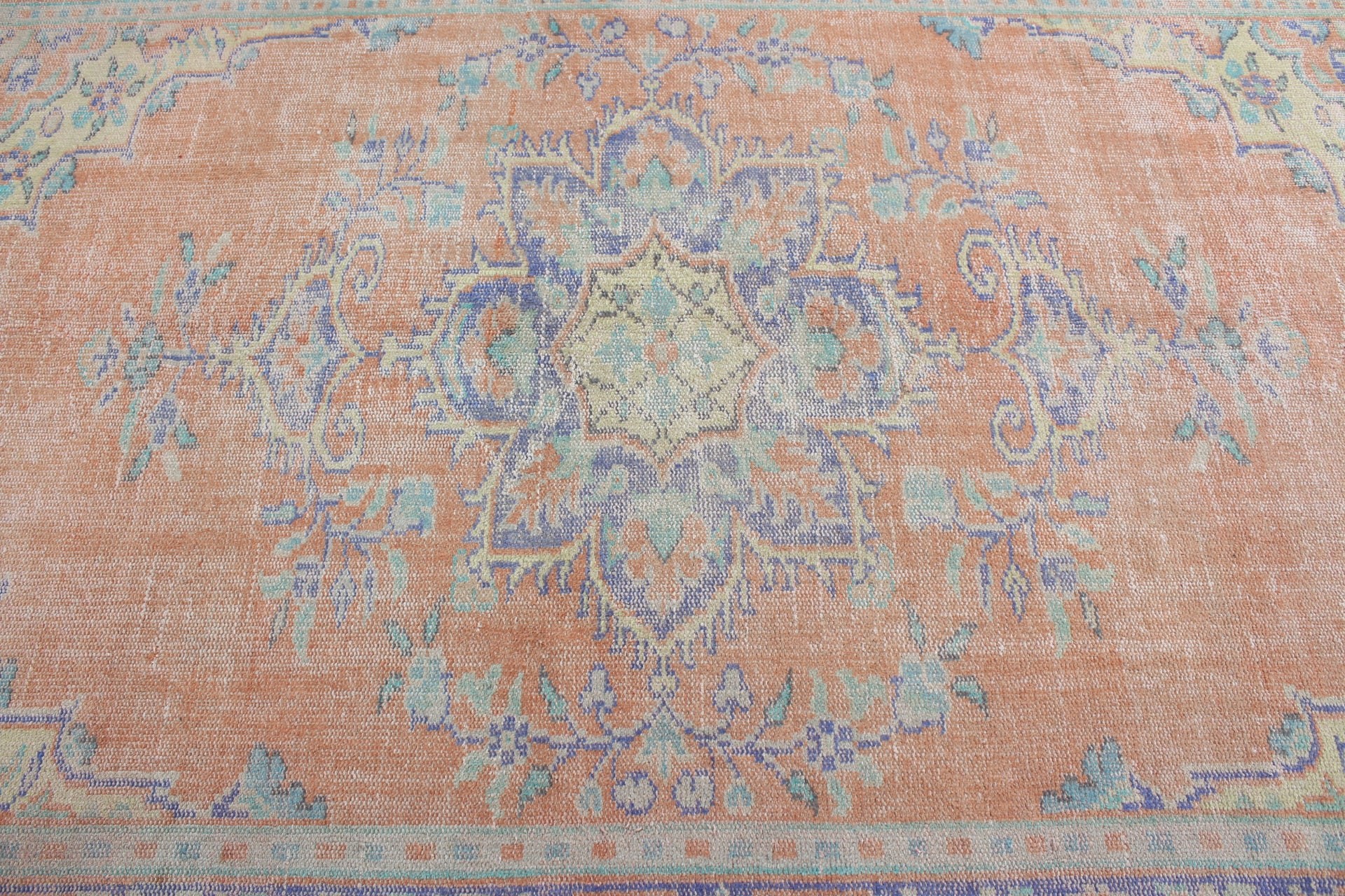 Floor Rugs, Rugs for Dining Room, Turkish Rugs, Boho Rugs, Salon Rugs, Vintage Rug, Orange Oriental Rug, Bedroom Rugs, 5.8x8.7 ft Large Rug