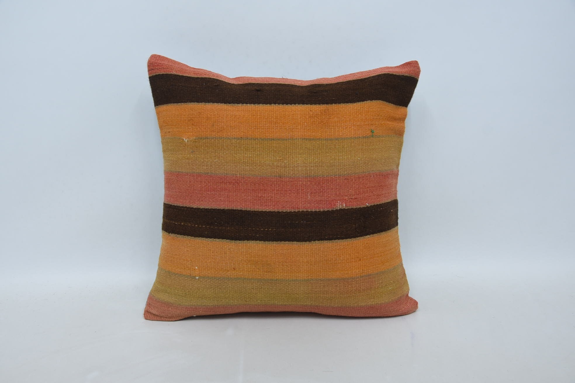 Office Chair Pillow Case, Antique Pillows, Boho Pillow, Kilim Cushion Sham, 18"x18" Orange Cushion, Morroccon Kilim Cushion Cushion Case