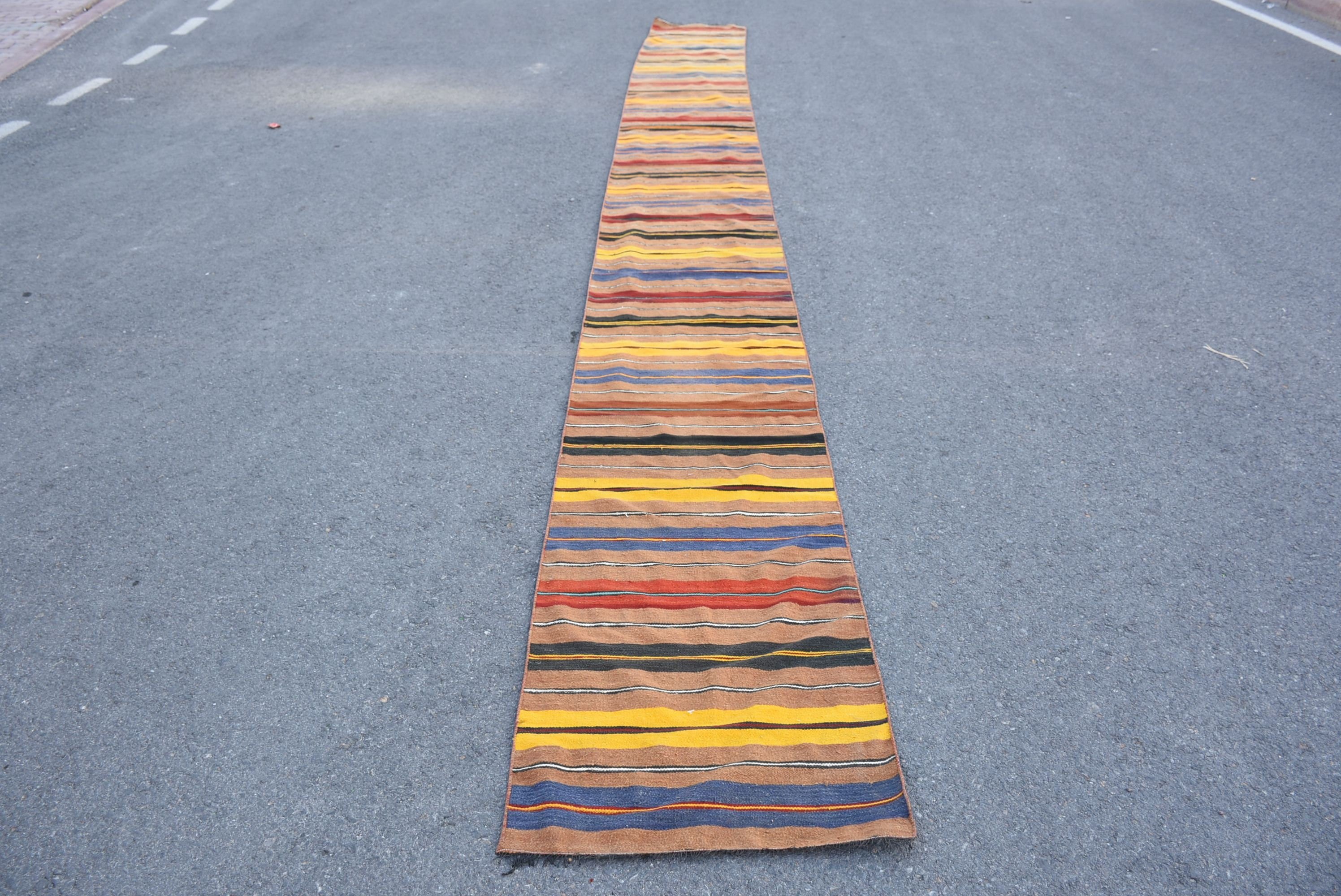 Merdiven Kilim, Merdiven Kilim, Antik Kilim, Koridor Kilim, Türk Kilim, 64x679 cm Yolluk Kilim, Sarı Fas Kilim, Merdiven Kilim