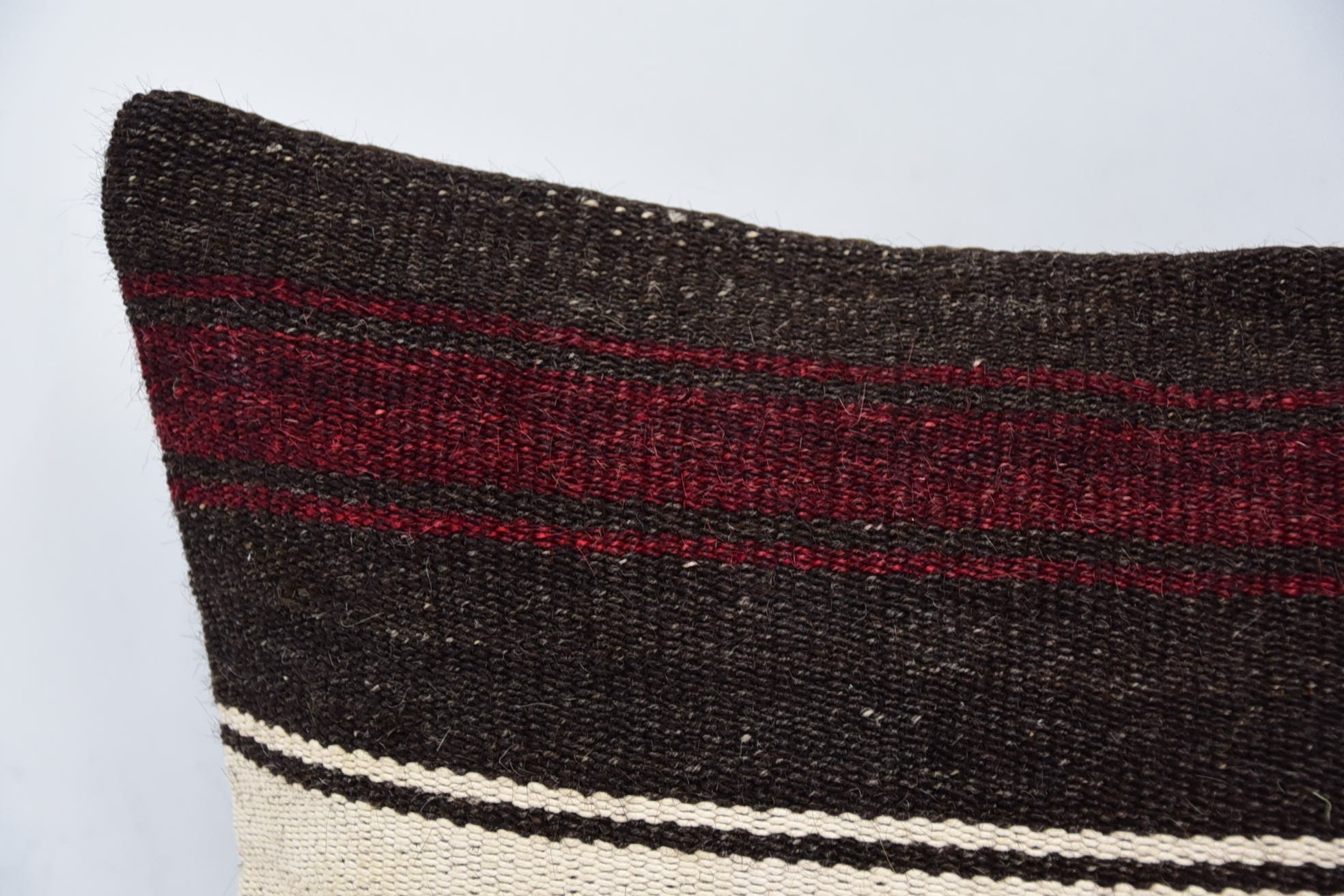 Vintage Kilim Pillow, 16"x24" Brown Pillow Sham, Interior Designer Pillow, Bench Pillow Sham, Ethnic Cushion, Kilim Pillow
