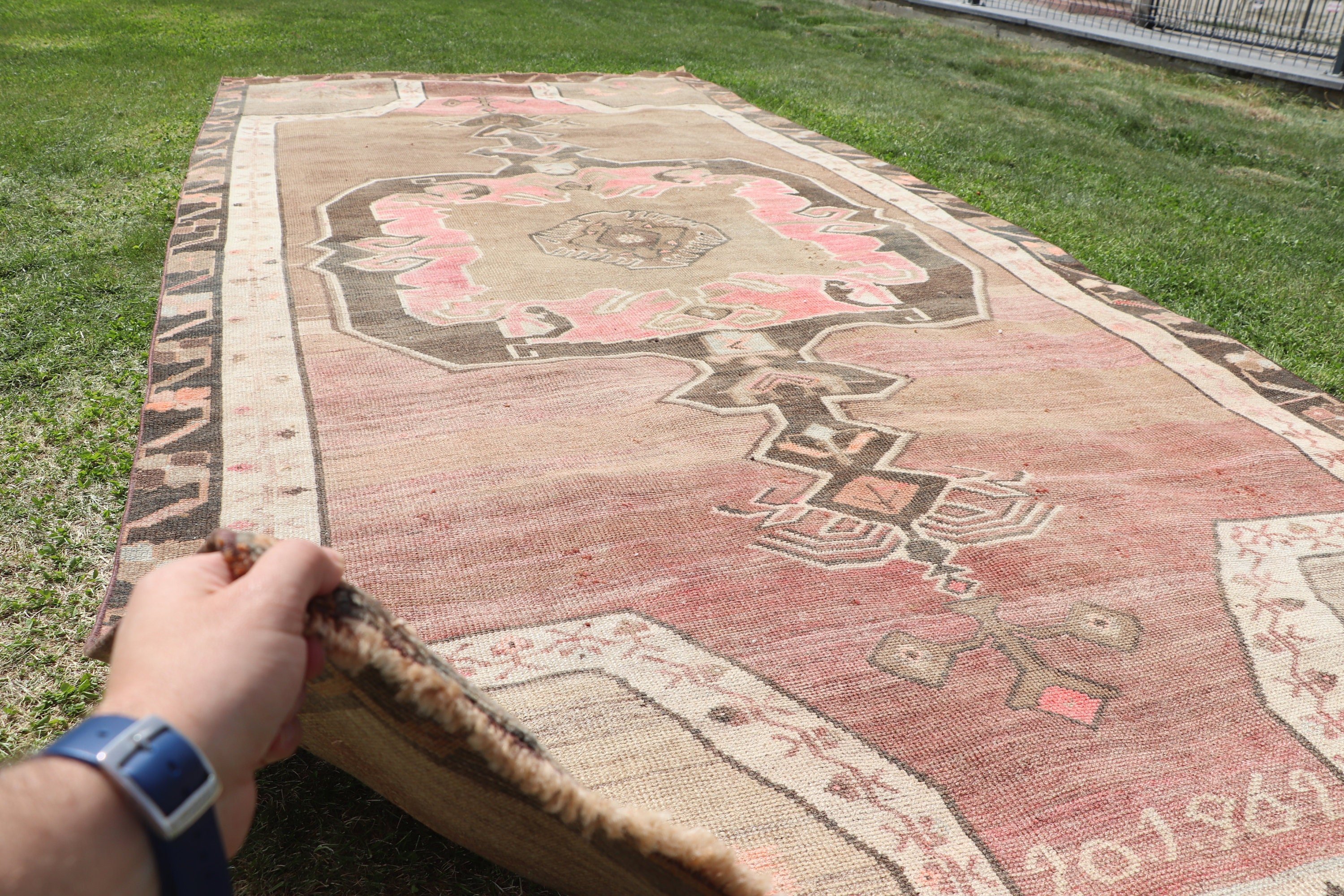 Vintage Rug, Home Decor Rugs, 5.6x12.4 ft Large Rug, Green Home Decor Rugs, Salon Rugs, Large Boho Rug, Turkish Rugs