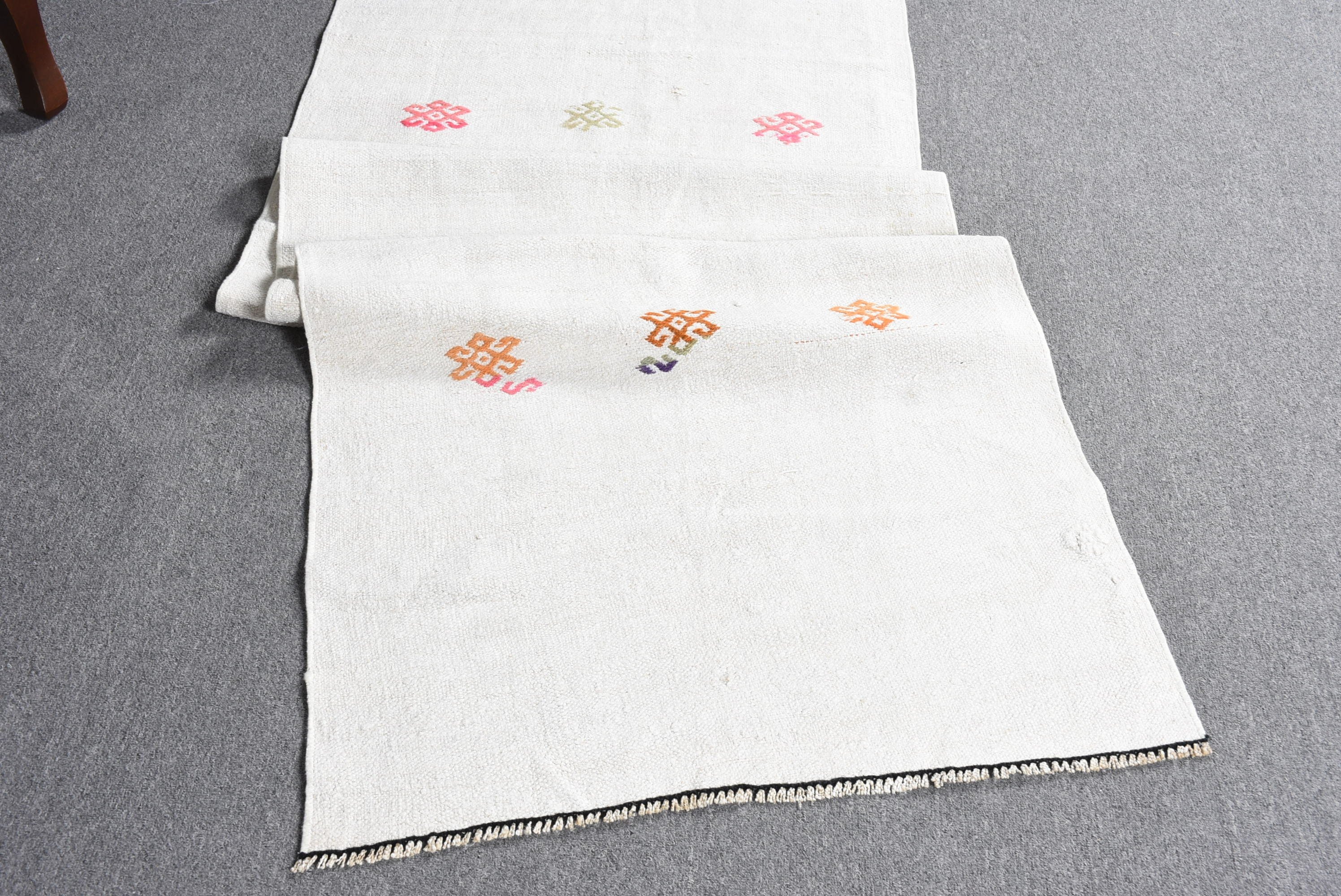 Bedroom Rug, Rugs for Stair, Hallway Rug, Vintage Rug, White Kitchen Rugs, Stair Rug, 2.5x9.3 ft Runner Rugs, Turkish Rug, Kitchen Rugs