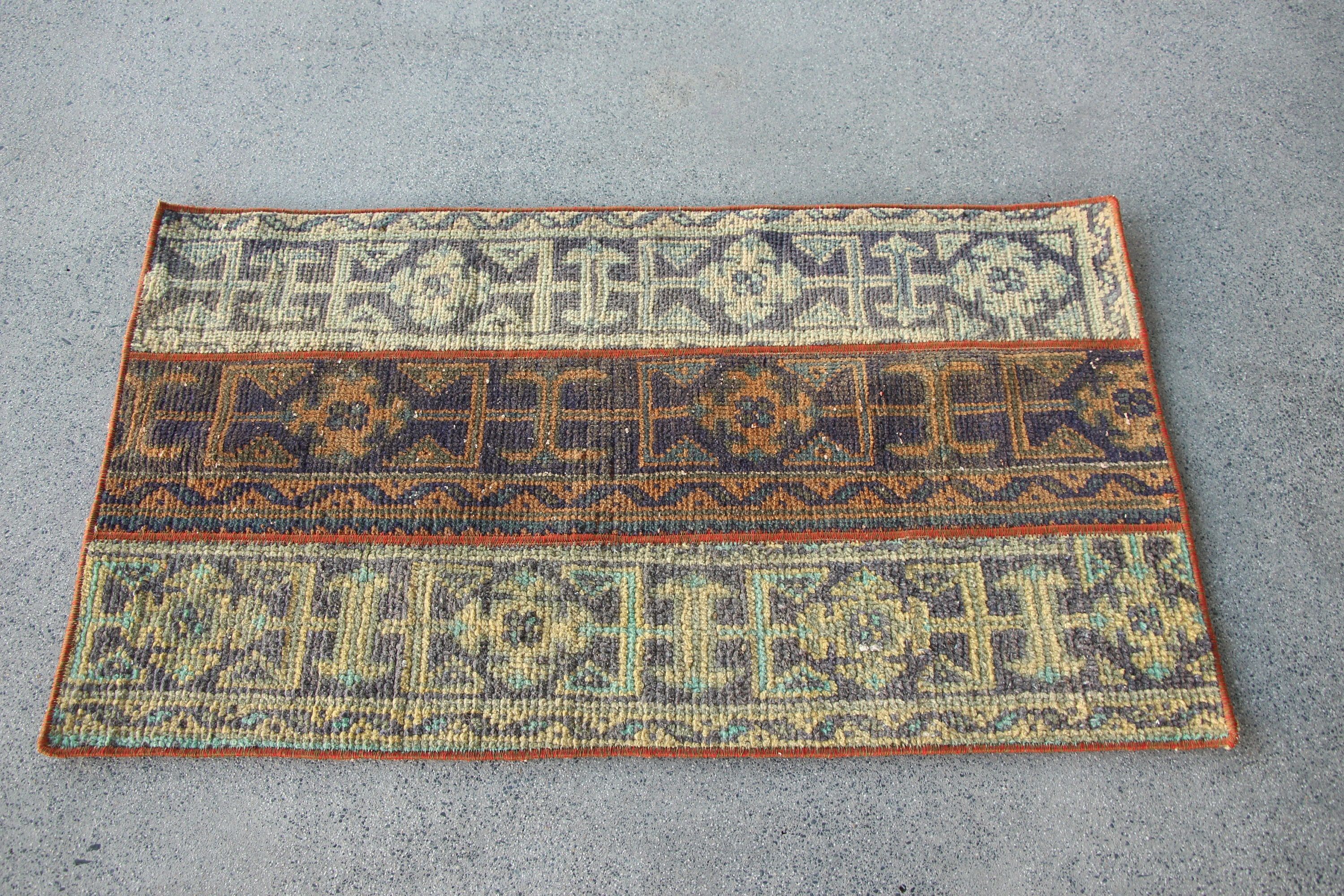 2x3.5 ft Small Rug, Antique Rug, Vintage Rug, Bath Rug, Moroccan Rug, Blue Bedroom Rug, Rugs for Wall Hanging, Turkish Rug, Nursery Rugs